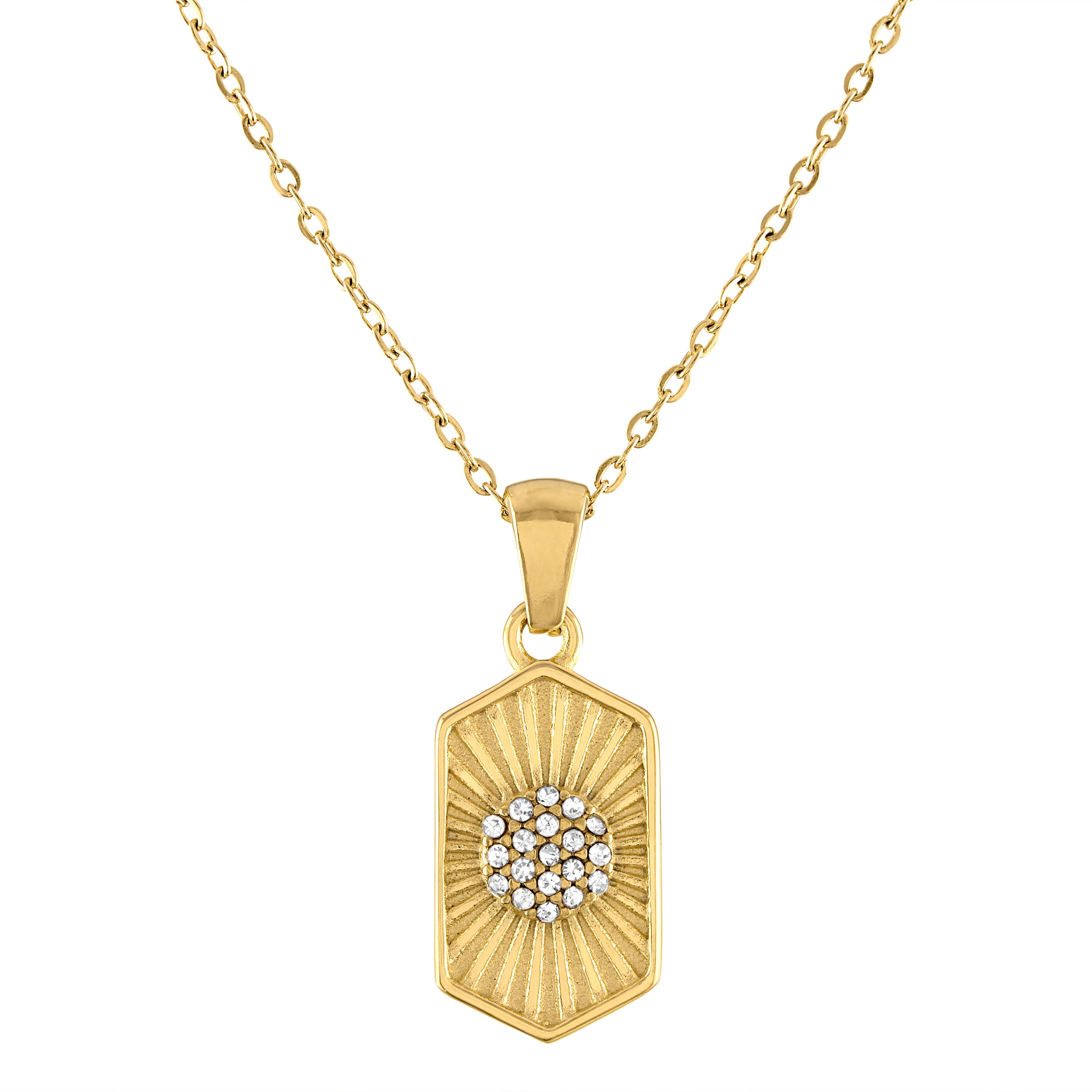 Women’s Gold Odessa Hexagon Pave Pendant Necklace Olivia Le