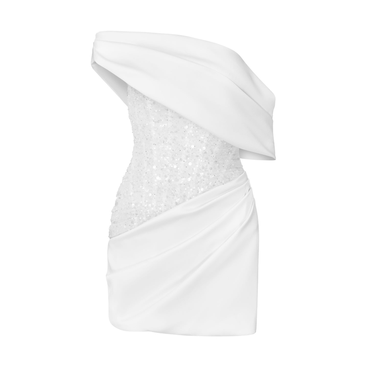 Women’s White Mesh Sequin And Silk Dress Extra Small Lassyvn