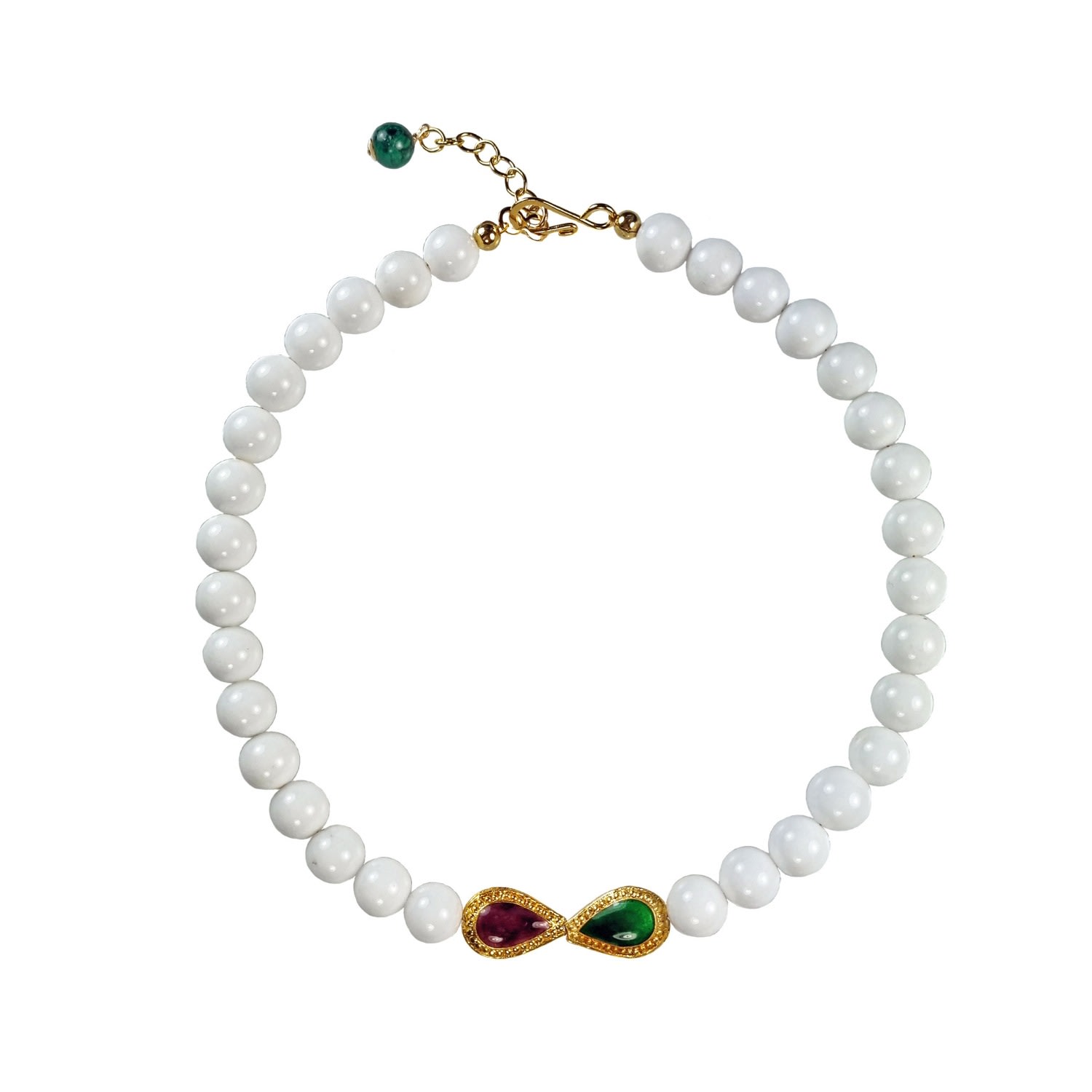 Women’s Athena White Gemstone Collier With Cloisonne Beads - White Maria Moyseos