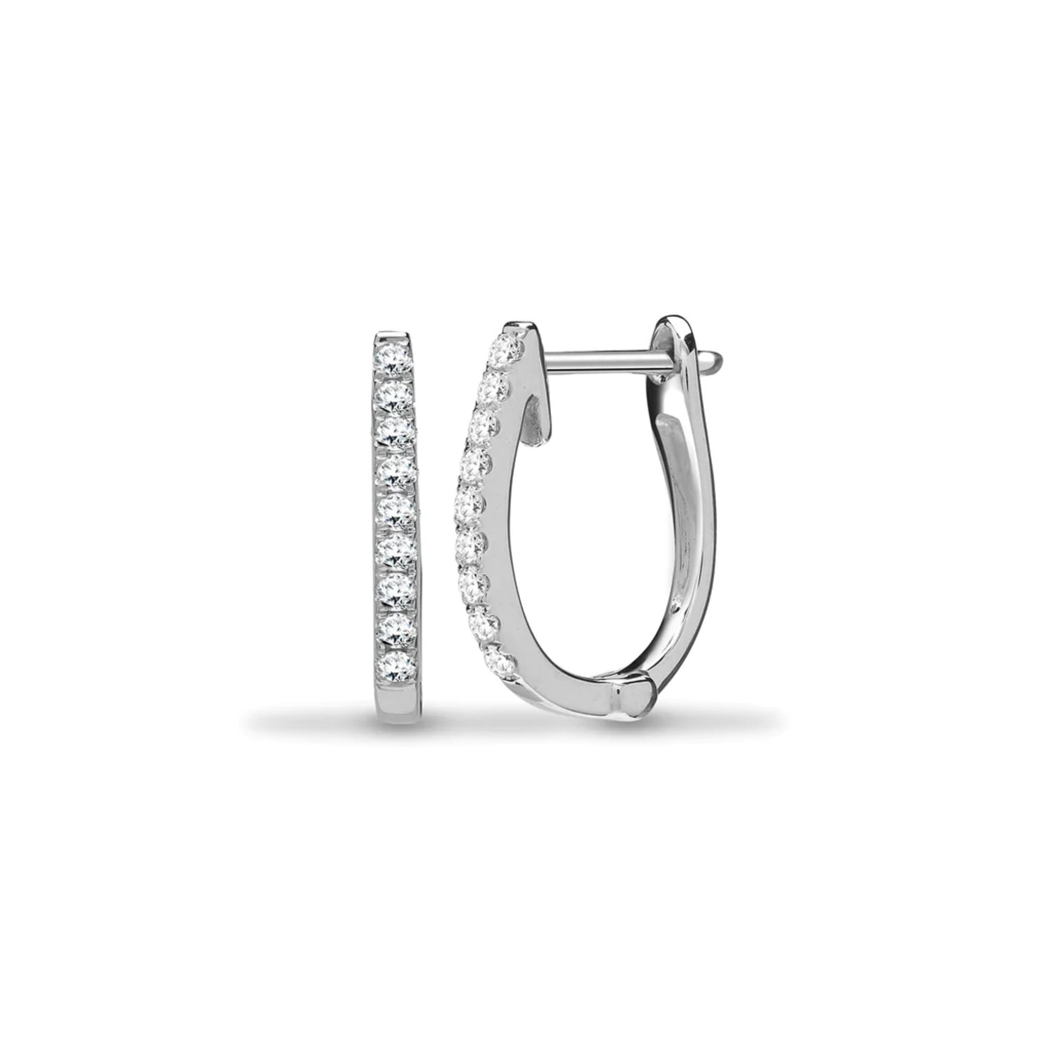 Women’s White / Silver White Gold Diamond Oval Hoop Earrings Cervin Blanc