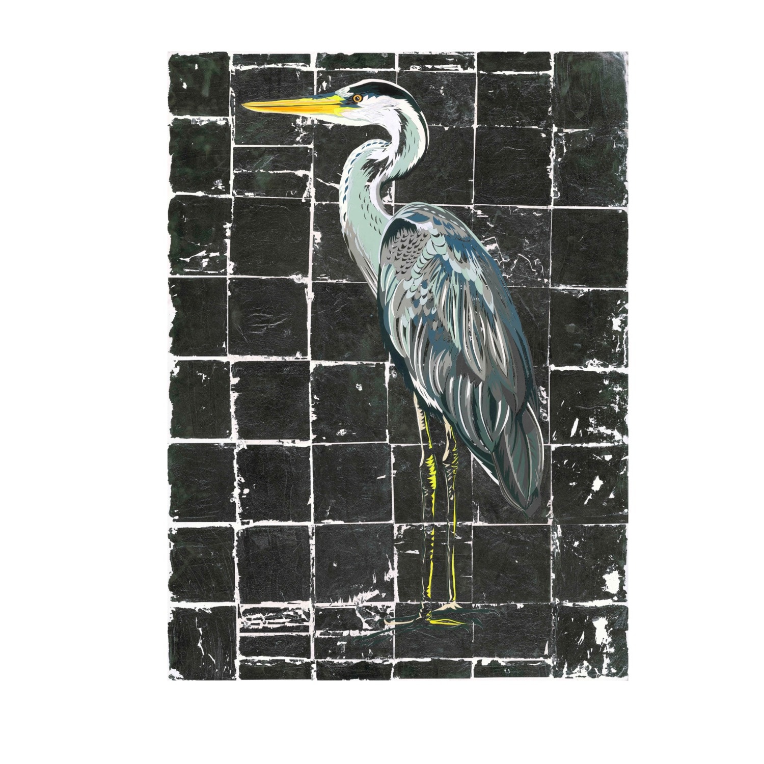 Grey Majestic Heron Limited Edition Fine Art Giclee Print Medium Chloe Croft London Limited