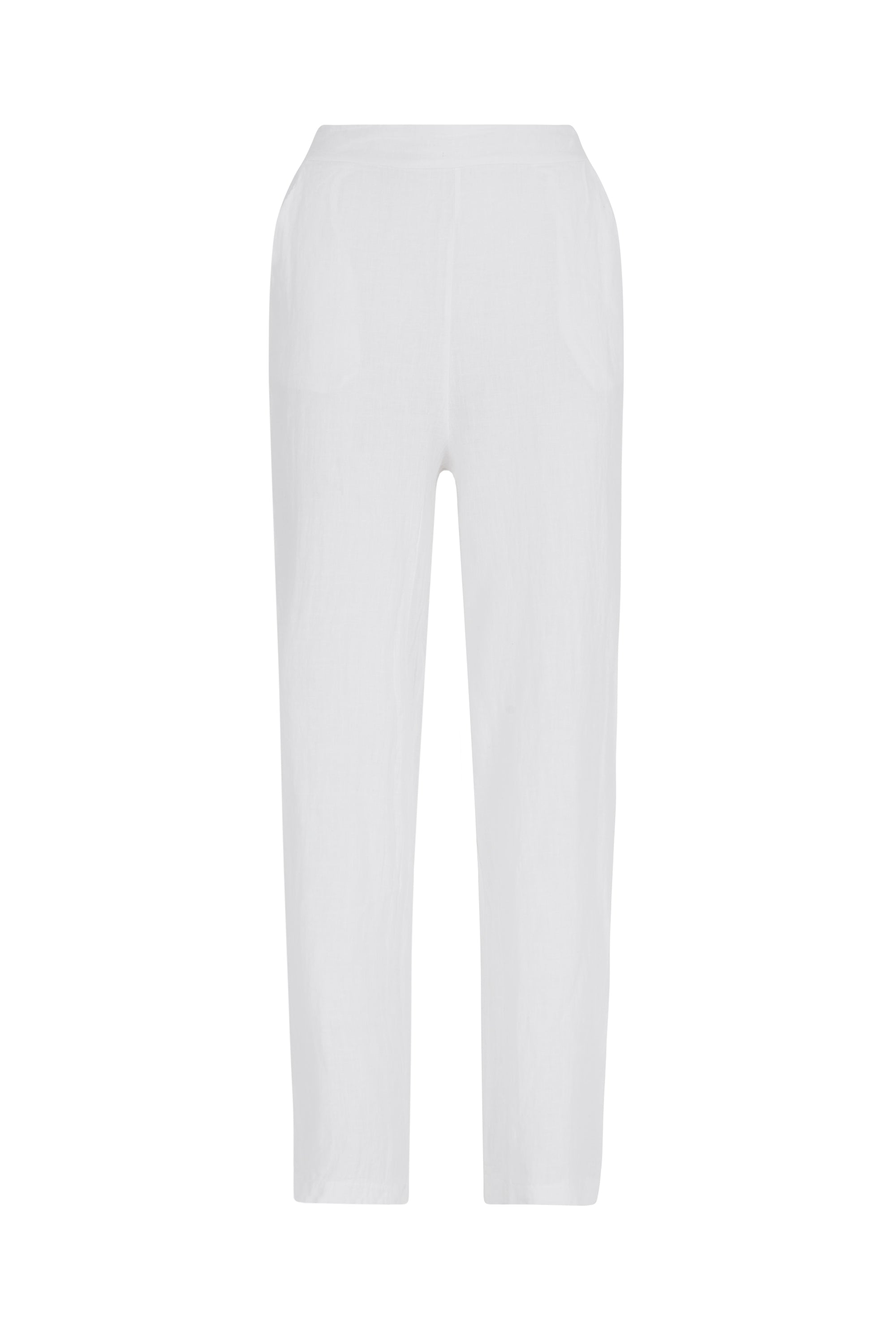 Women’s Wide Leg Linen Trousers - White XXL James Lakeland