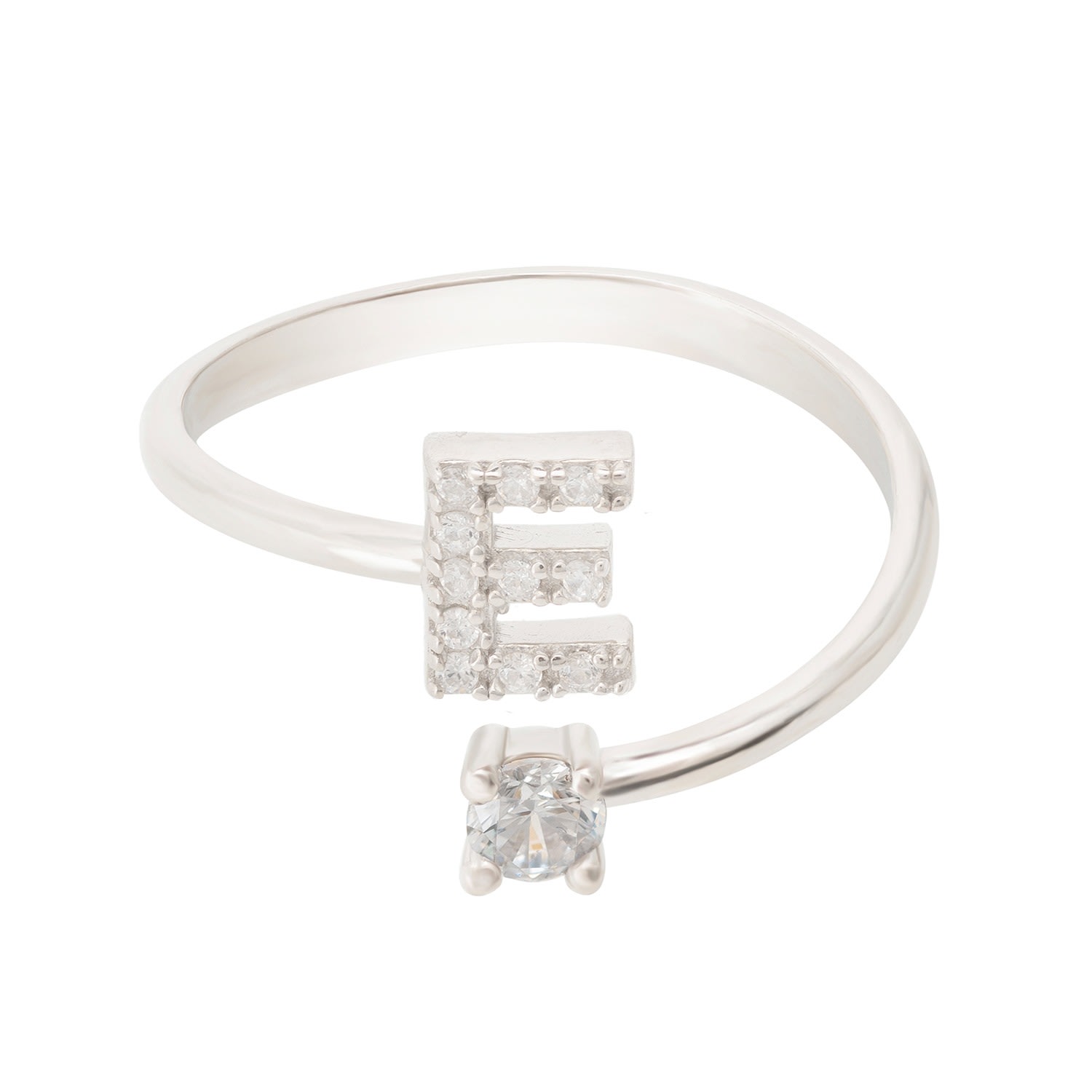 Women’s White / Silver Initial Ring Silver E Latelita