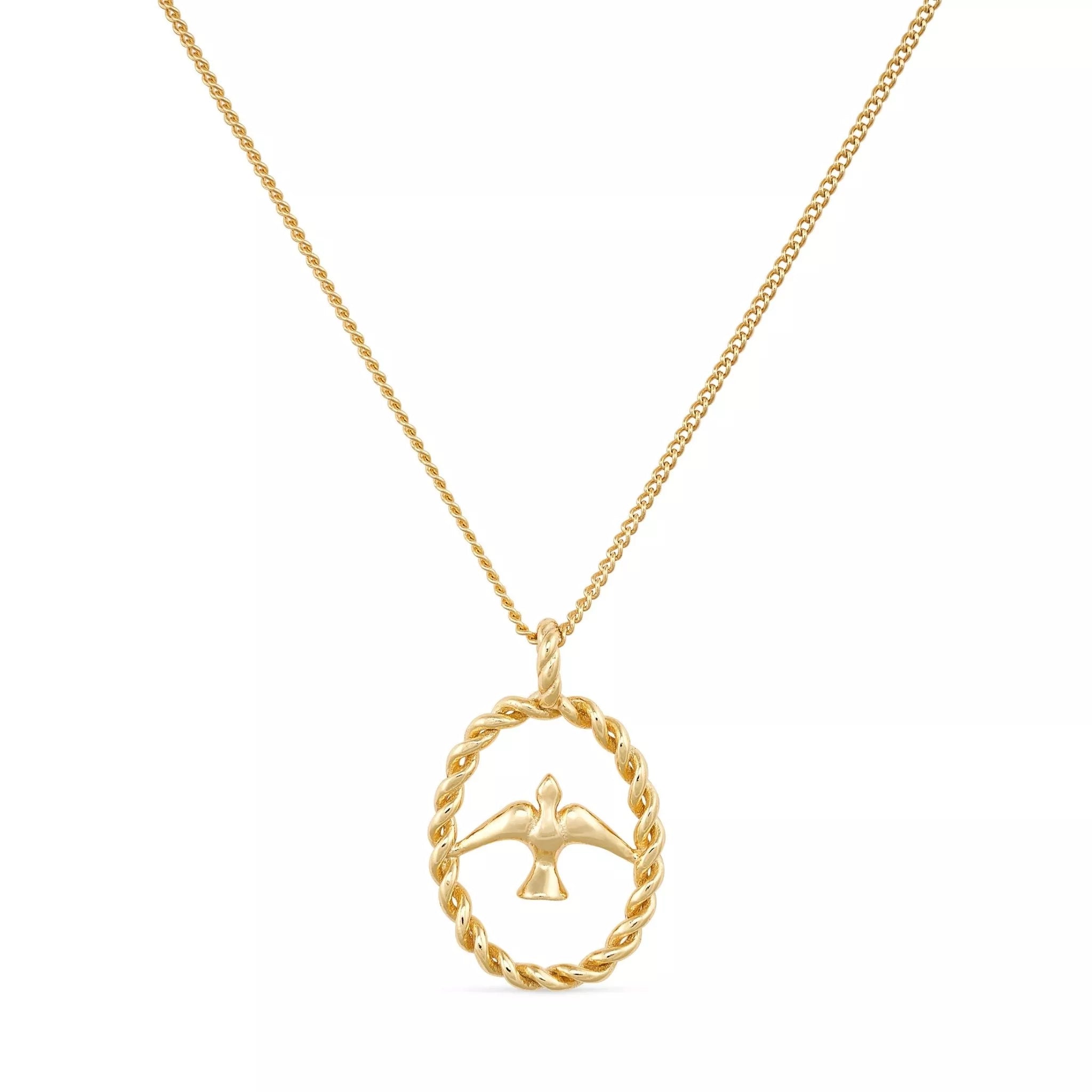 Women’s Dainty Gold Twisted Circle Bird Necklace Elk & Bloom - Everyday Fine Jewellery