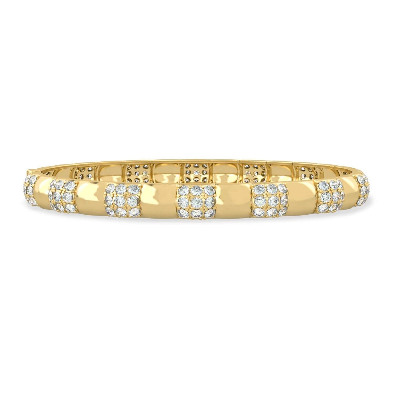 Women’s Bangle Hermes Bold Eighteen K Gold And Diamonds- Yellow Gold Aquae Jewels