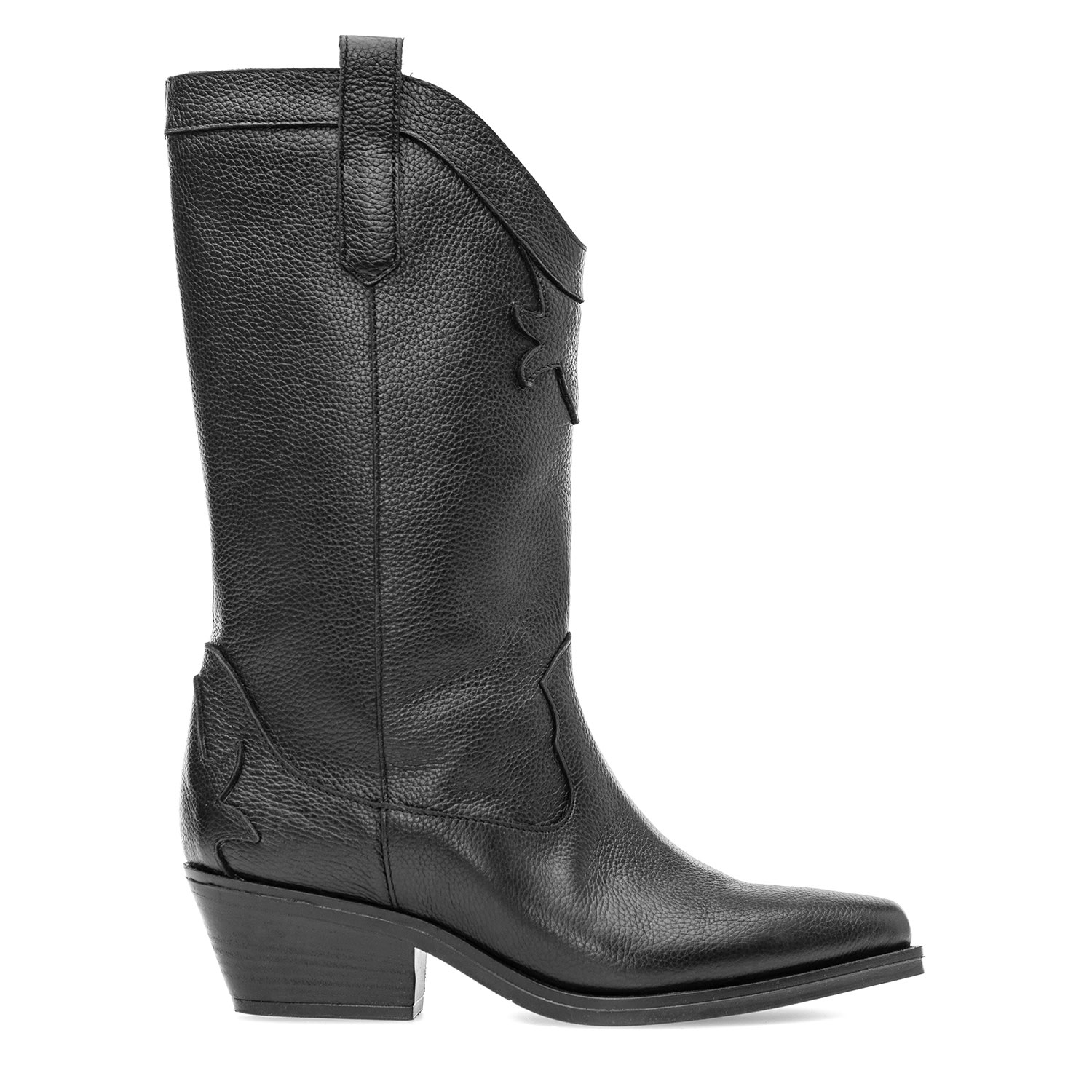 Women’s Everly Black Leather Medium Boots 2 Uk Moja