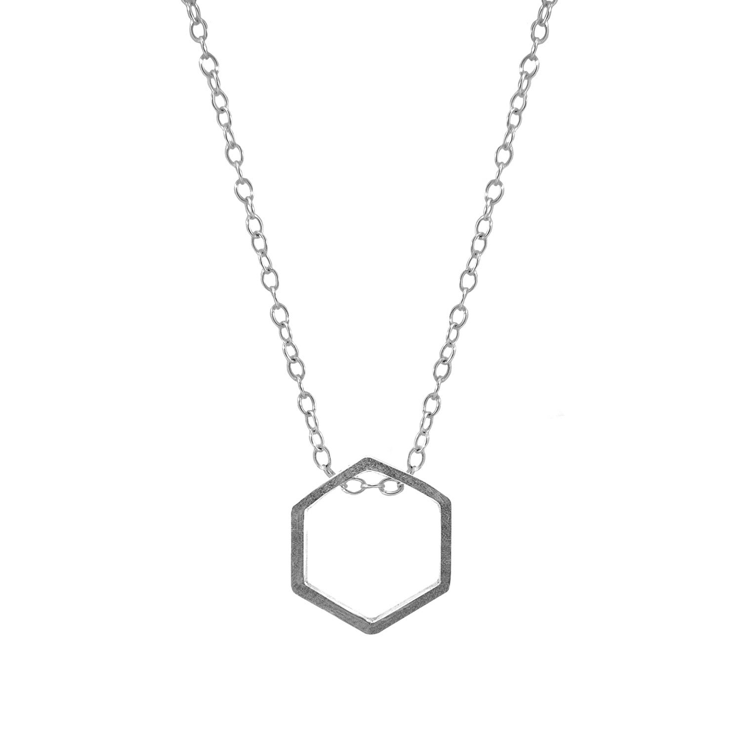 Women’s Lane Hexagonal Mini Geometric Silver Necklace Pendant Anchor & Crew