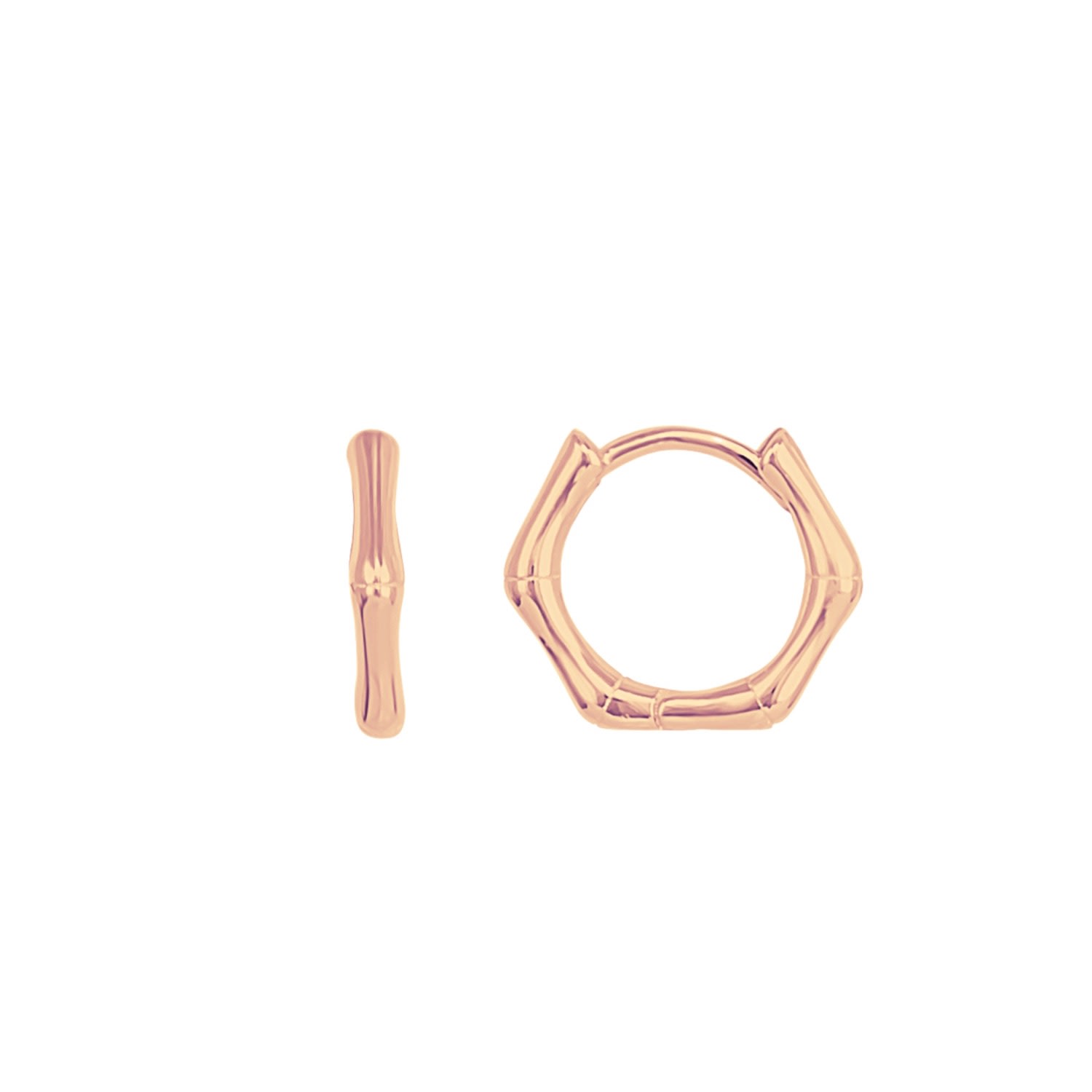 Women’s Bone Shape Hexagonal Huggie Hoop Earring In Sterling Silver - Rose Gold Spero London