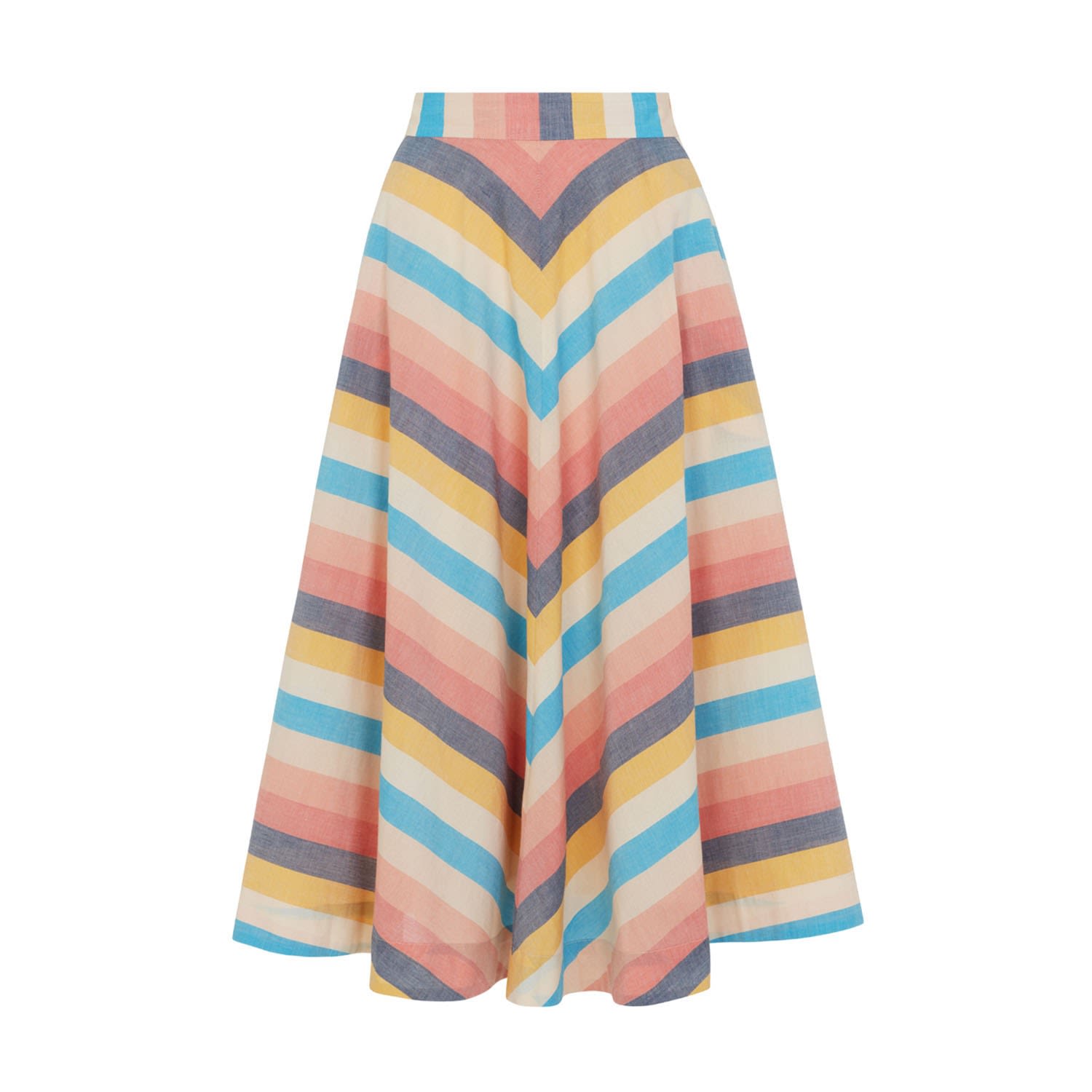 Women’s Neutrals / Blue / Yellow Sandy Indian Summer Stripe Skirt Extra Large Emily and Fin