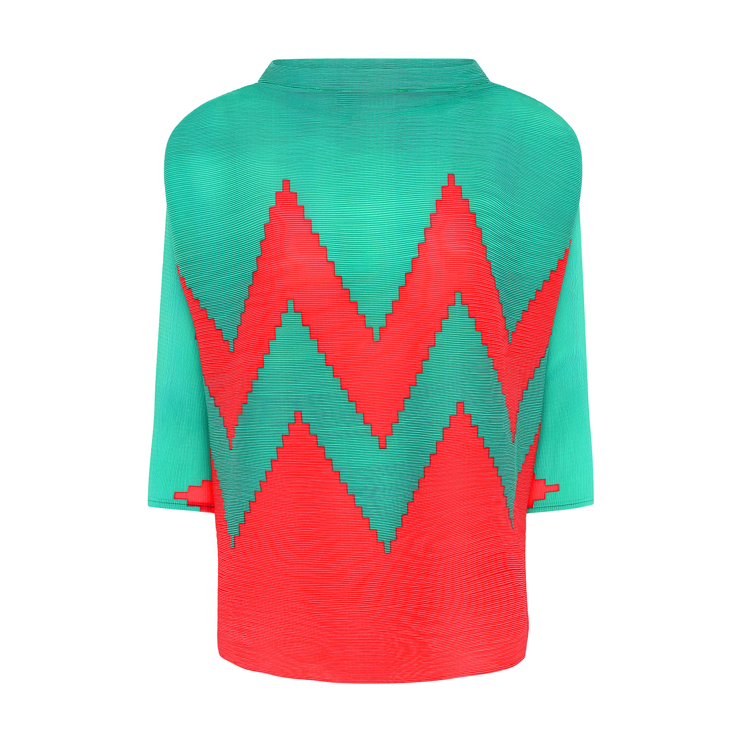 Women’s Green / Red Zig Zag Jumper One Size Beatrice Von Tresckow