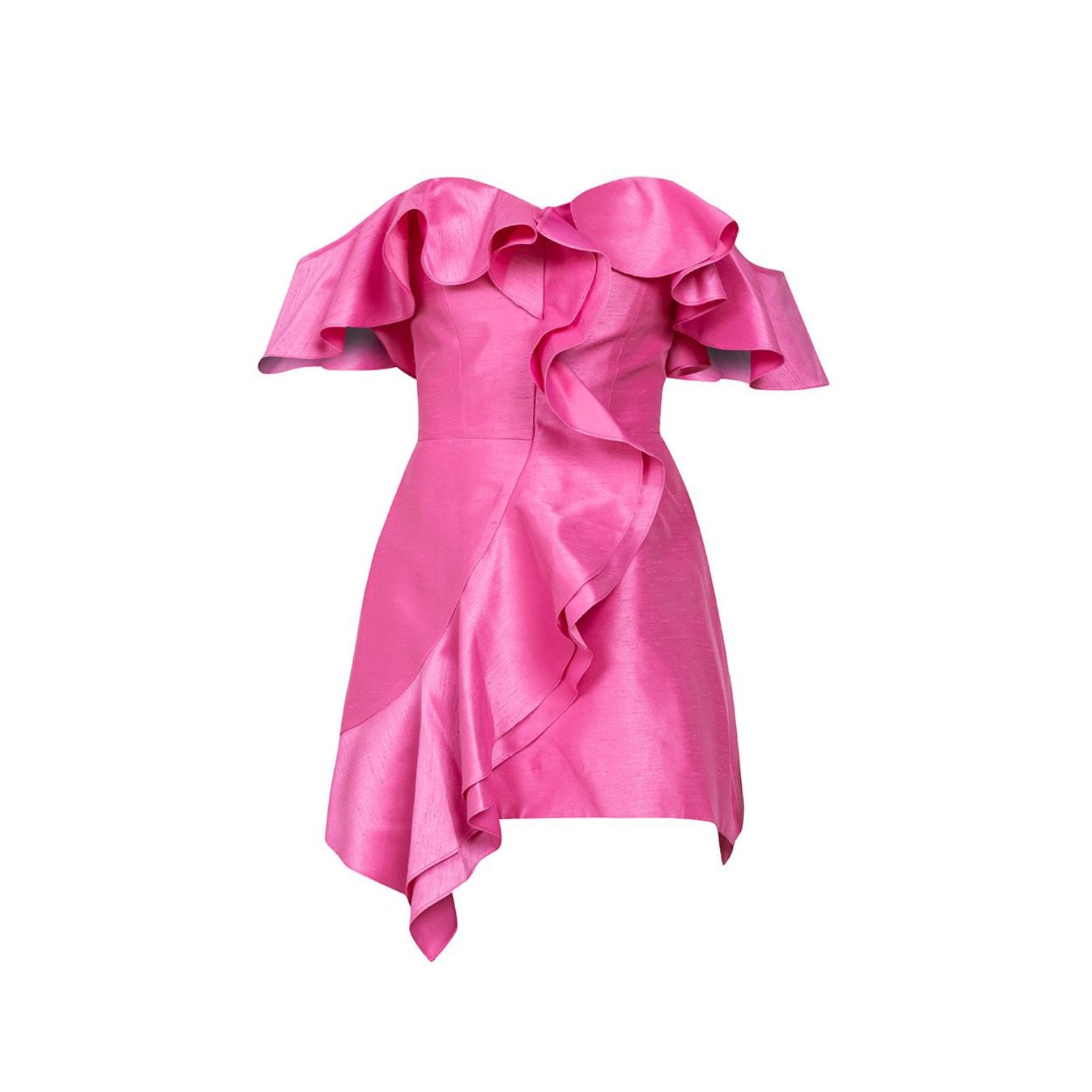 Women’s Pink / Purple Mini Off Shoulder Dress With Ruffles In Pink Small ClichÃ© Reborn