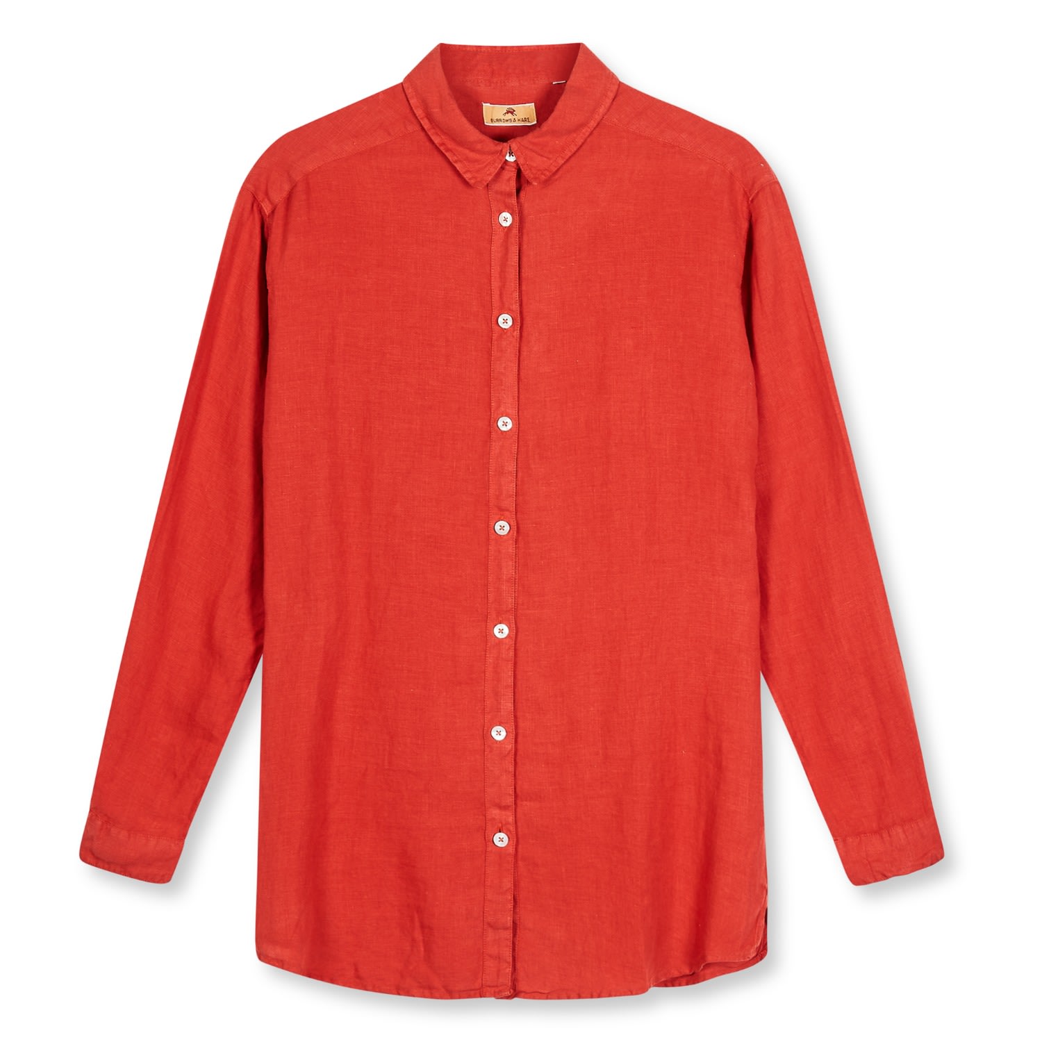 Red Women’s Linen Shirt - Rust Medium Burrows & Hare