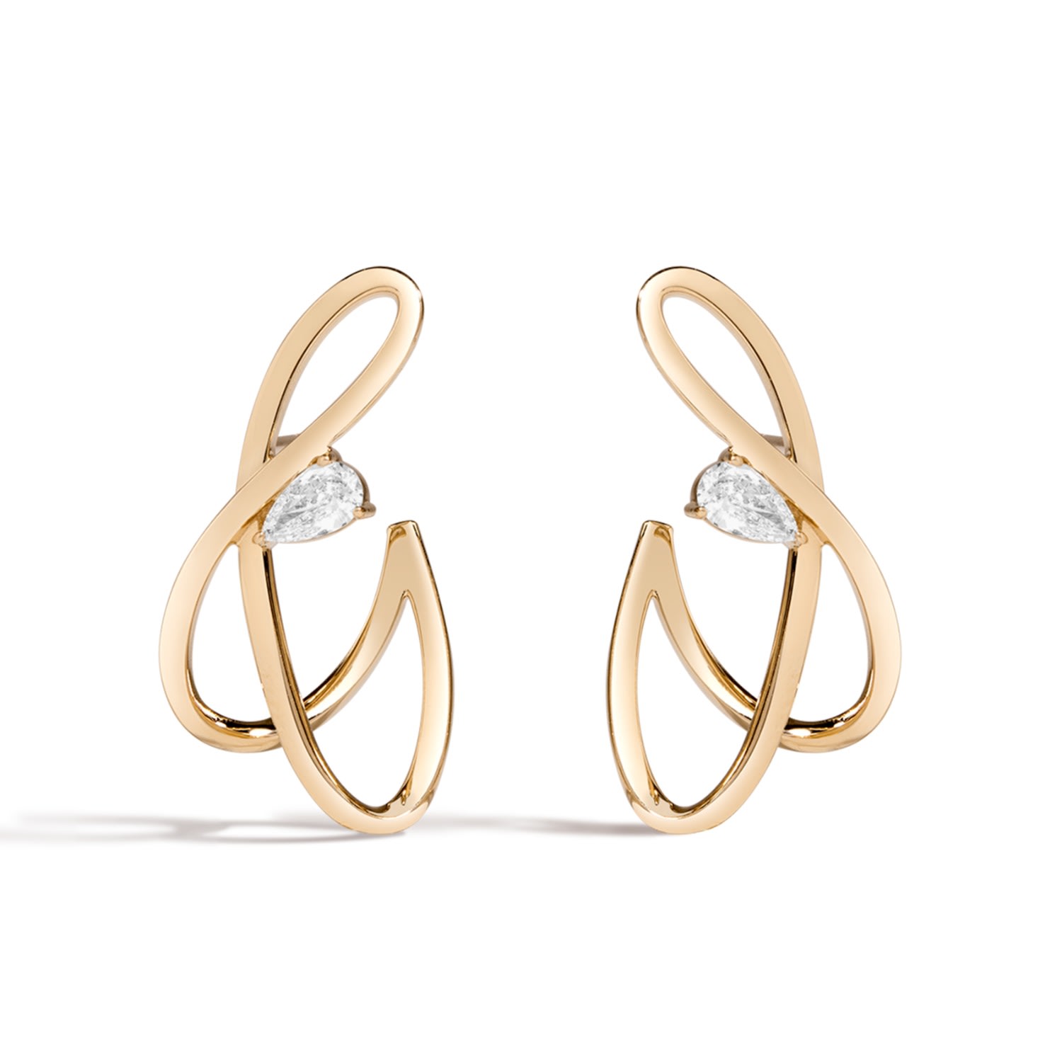 Women’s Beauty In The Bloom Earrings - Solid 14K Gold Stud & Huggie Statement Earrings With 0.65 Carat Pear White Sapphires Lúdere