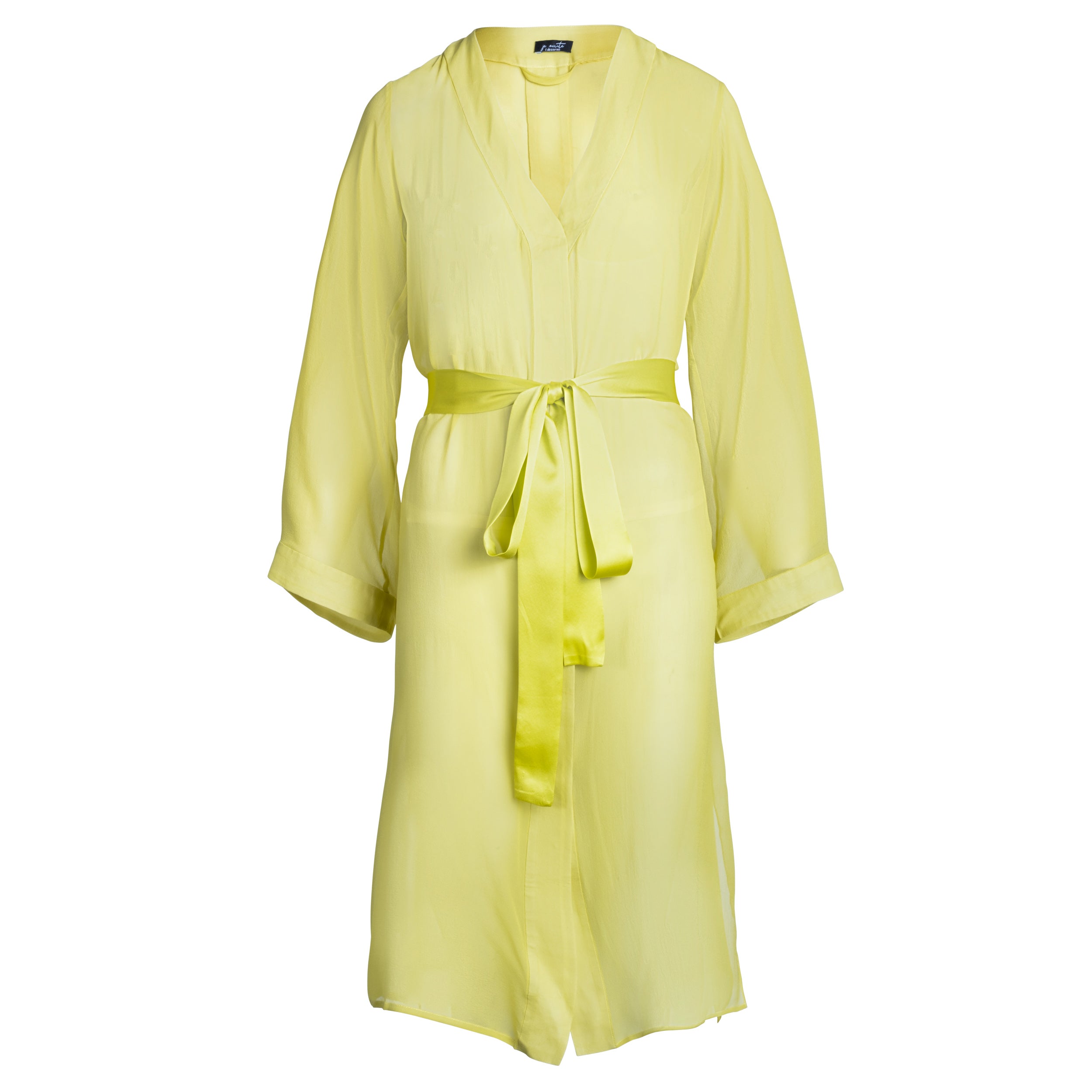 Women’s Yellow / Orange Silk Chiffon Night Dress In Chartreuse Medium Je Mrite