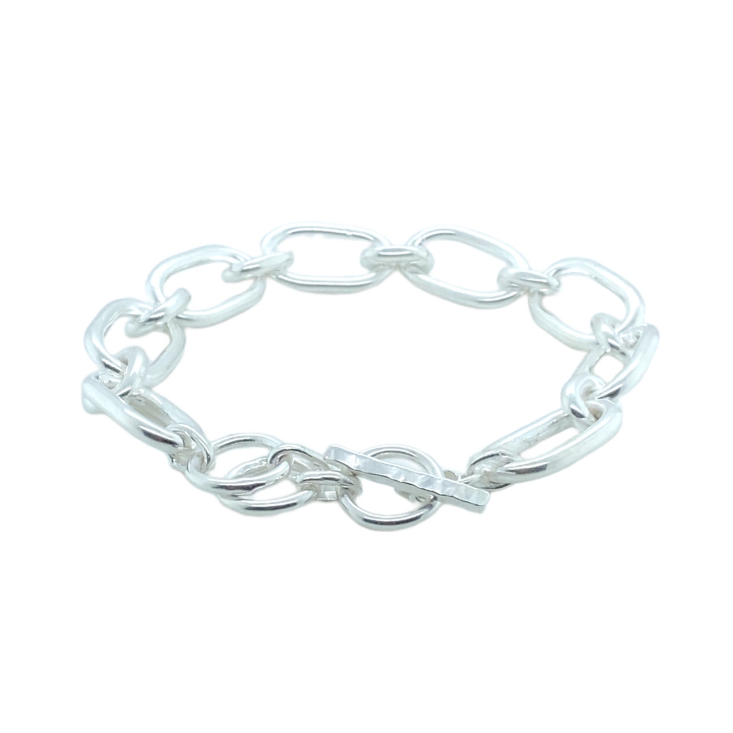 Women’s Double Link Silver Chain Bracelet Gem Bazaar Jewellery