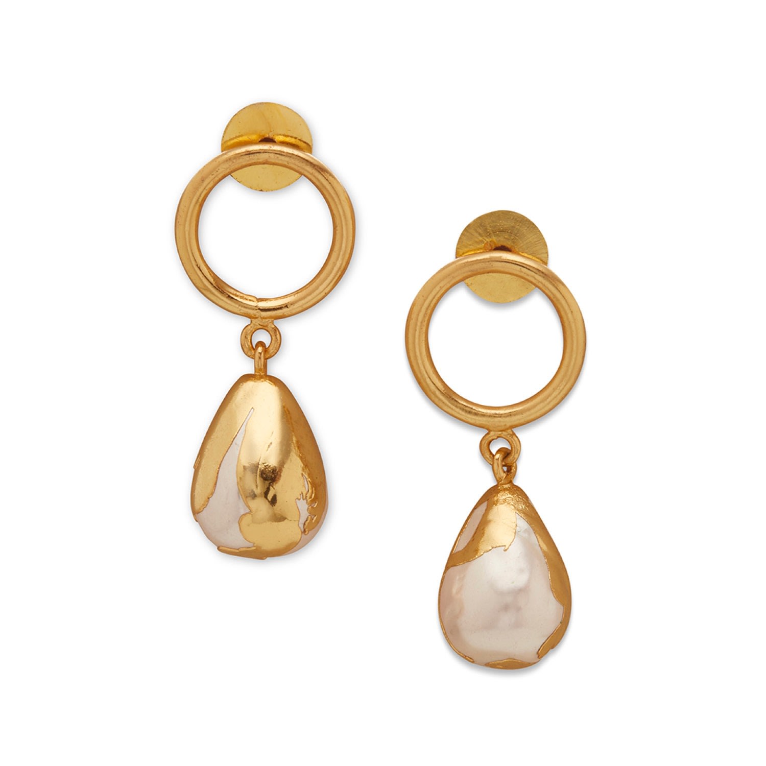 Women’s Gold Lulu Drop Earrings With Baroque Pearls Dhwani Bansal