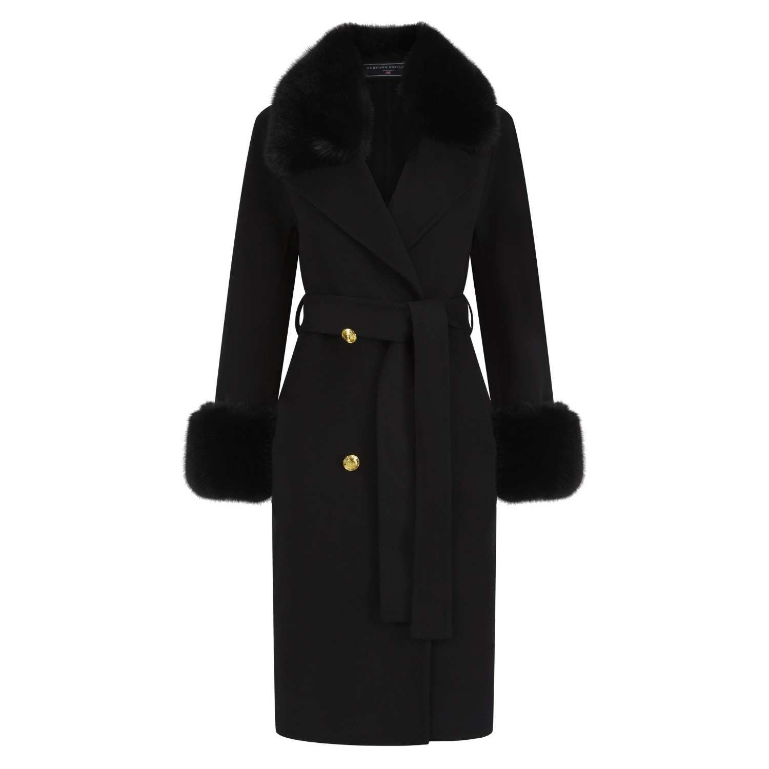 Women’s Buckingham Cashmere Coat Black Large Hortons England
