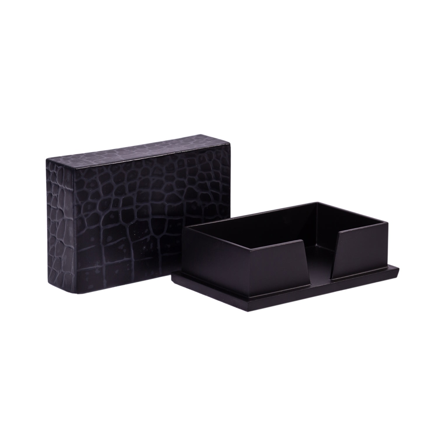 Black Chelsea Business Card Holder - Croc Noir Posh Trading Company