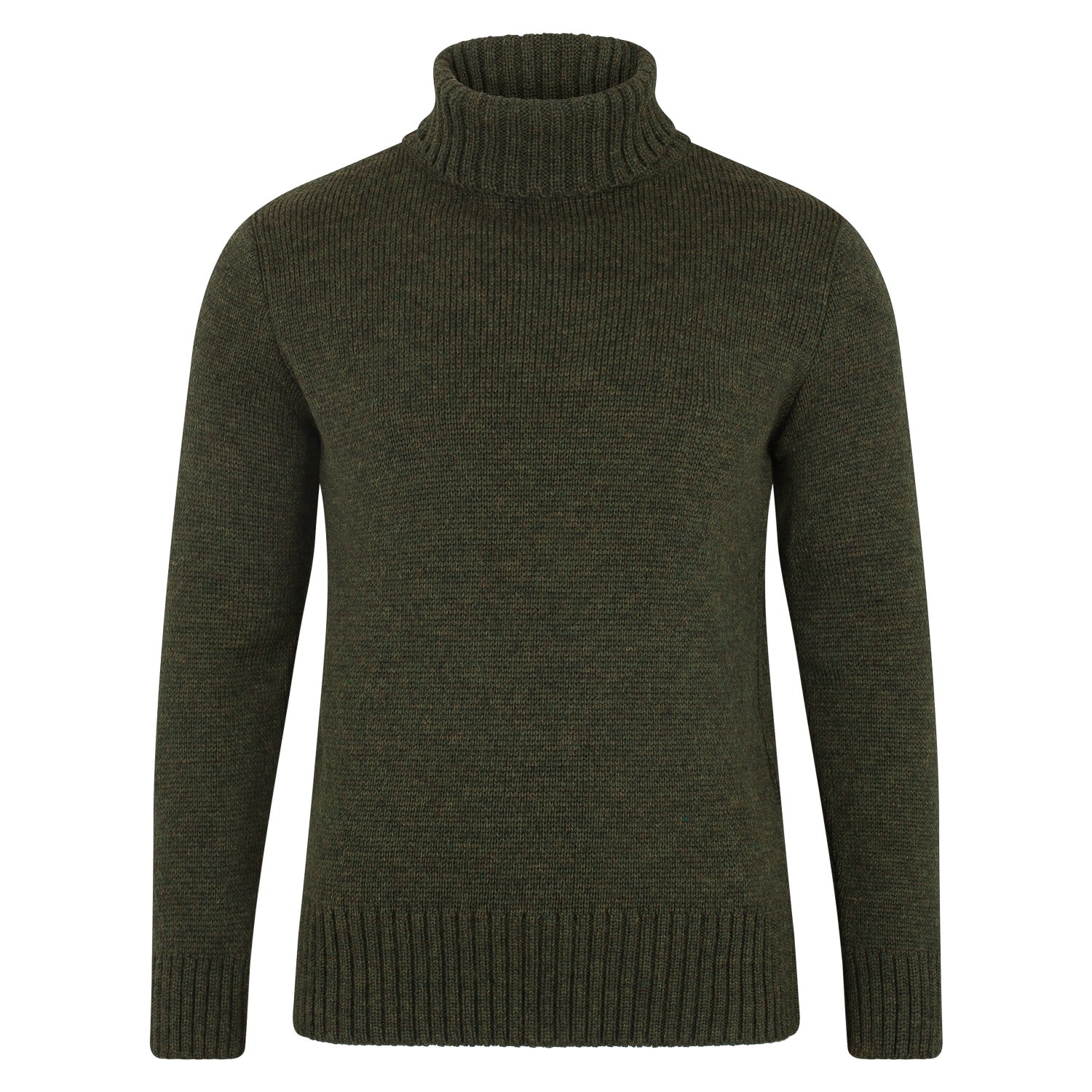 Men’s The Fitted Submariner Lloyd Roll Neck Merino Wool Jumper - Green Medium Paul James Knitwear