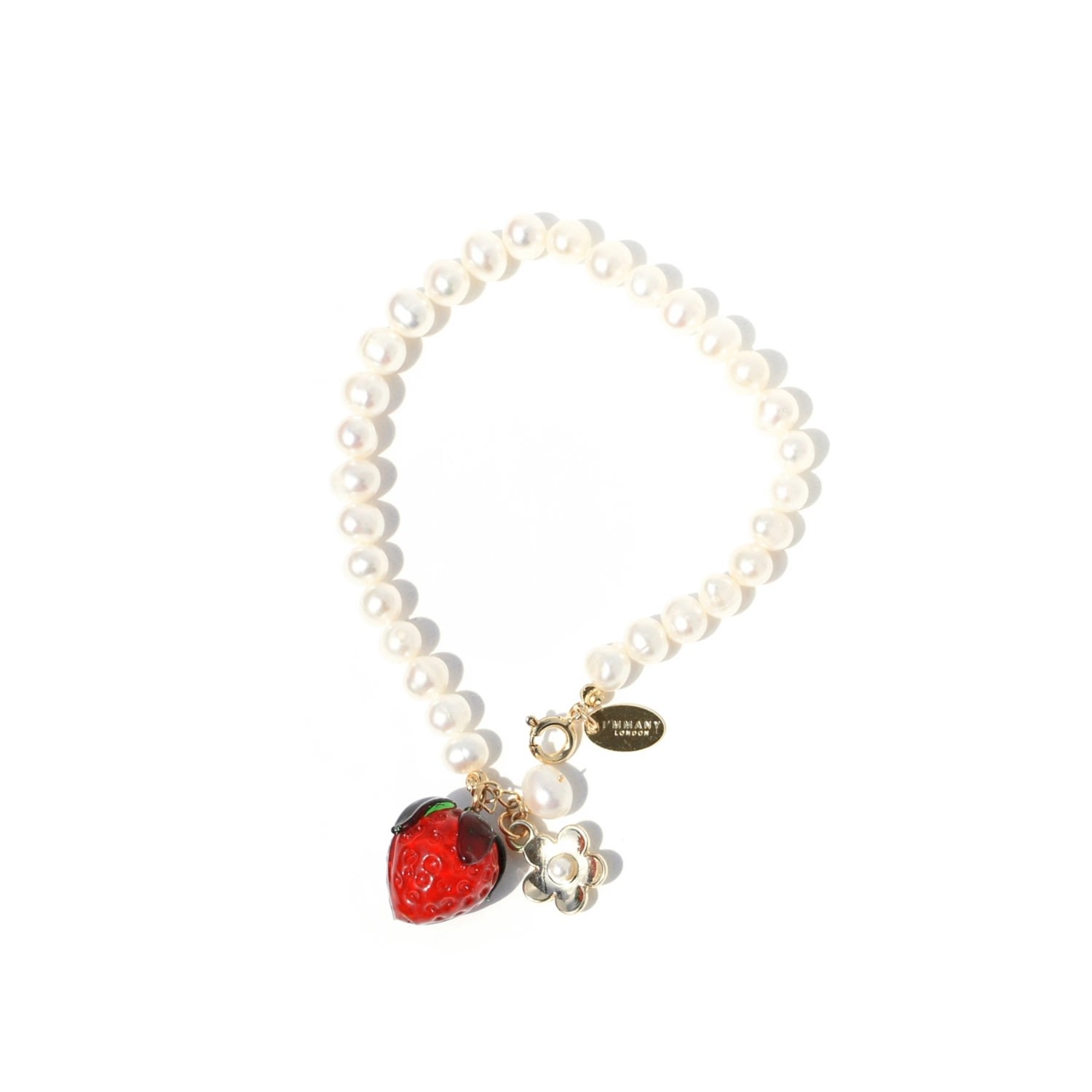 Women’s Red Strawberry And Flower Freshwater Pearl Bracelet I’mmany London