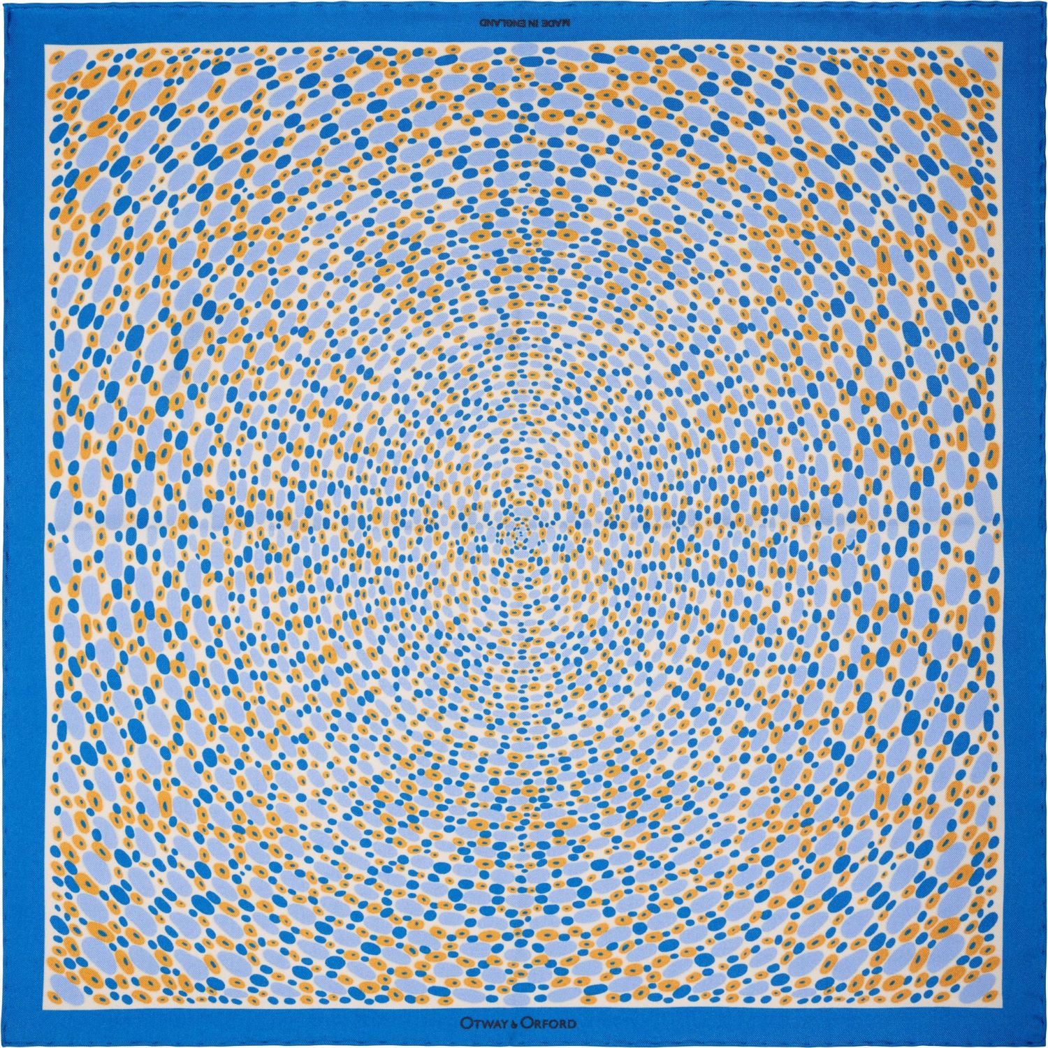 Men’s Gold / Blue / White ’Infinity’ Spotted Silk Pocket Square In Blue, Gold & White. Full-Size. Otway & Orford