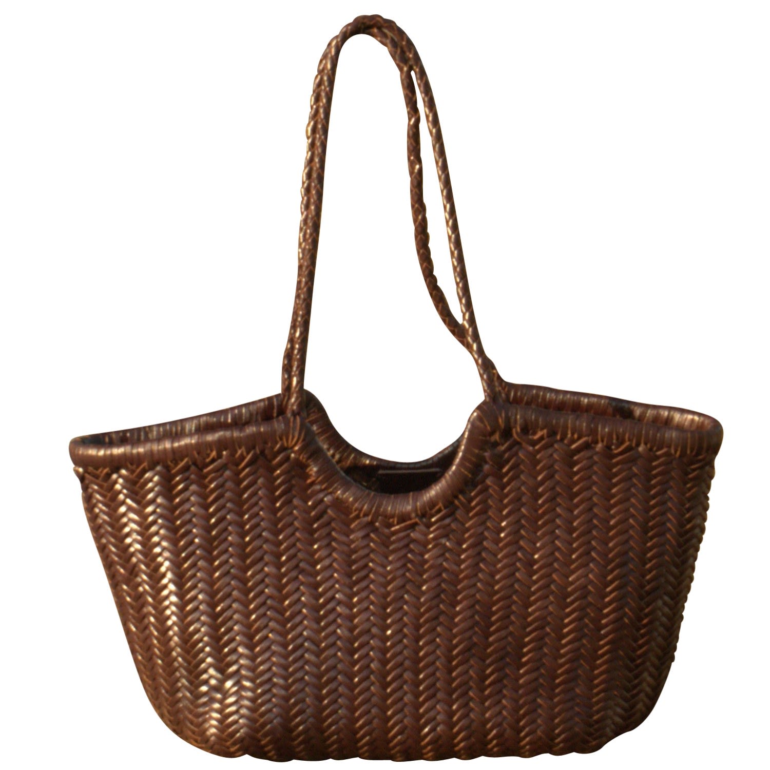 Women’s Woven Leather Handbag In Zigzag Pattern ’Vittoria’ - Dark Brown Rimini