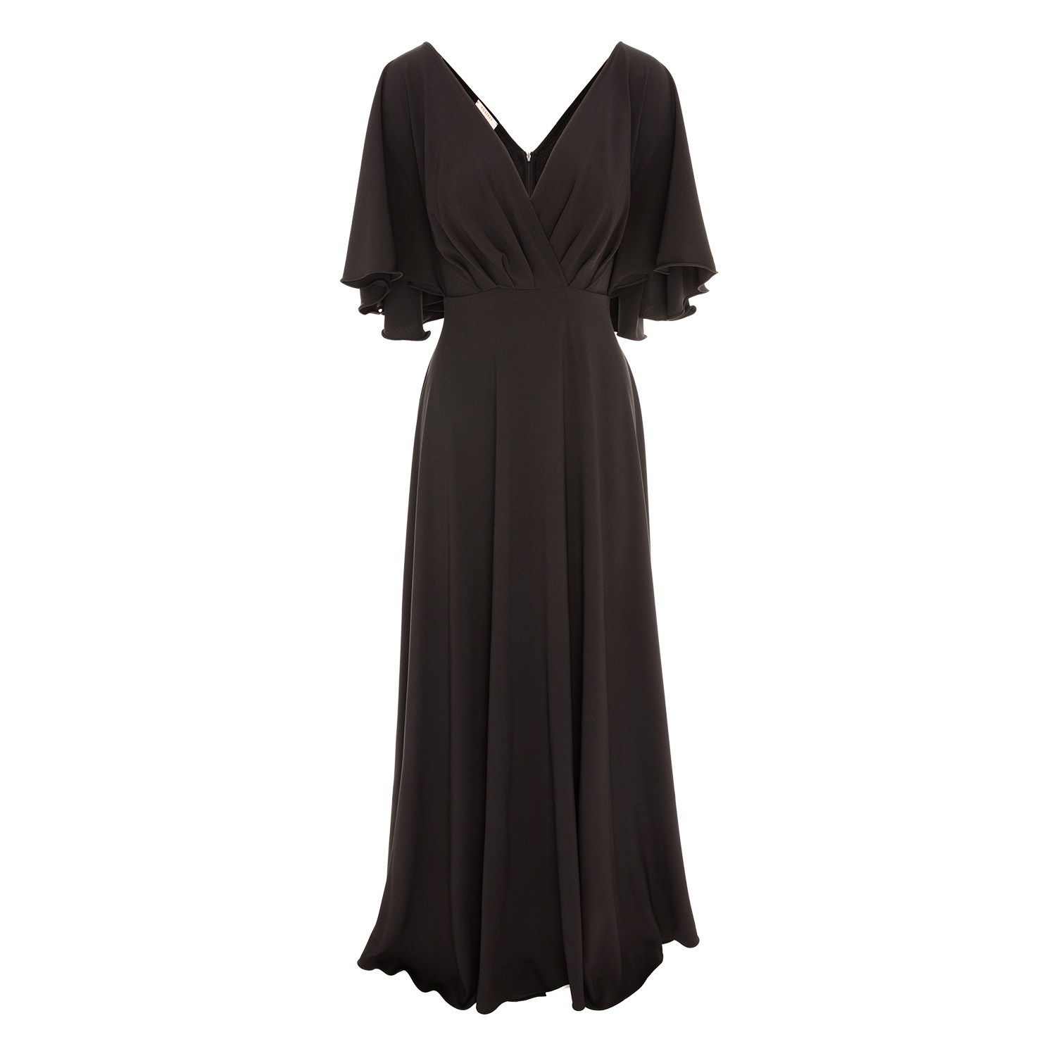 Women’s Florence Wrap Maxi Dress With Butterfly Sleeves In Black Extra Small Roserry