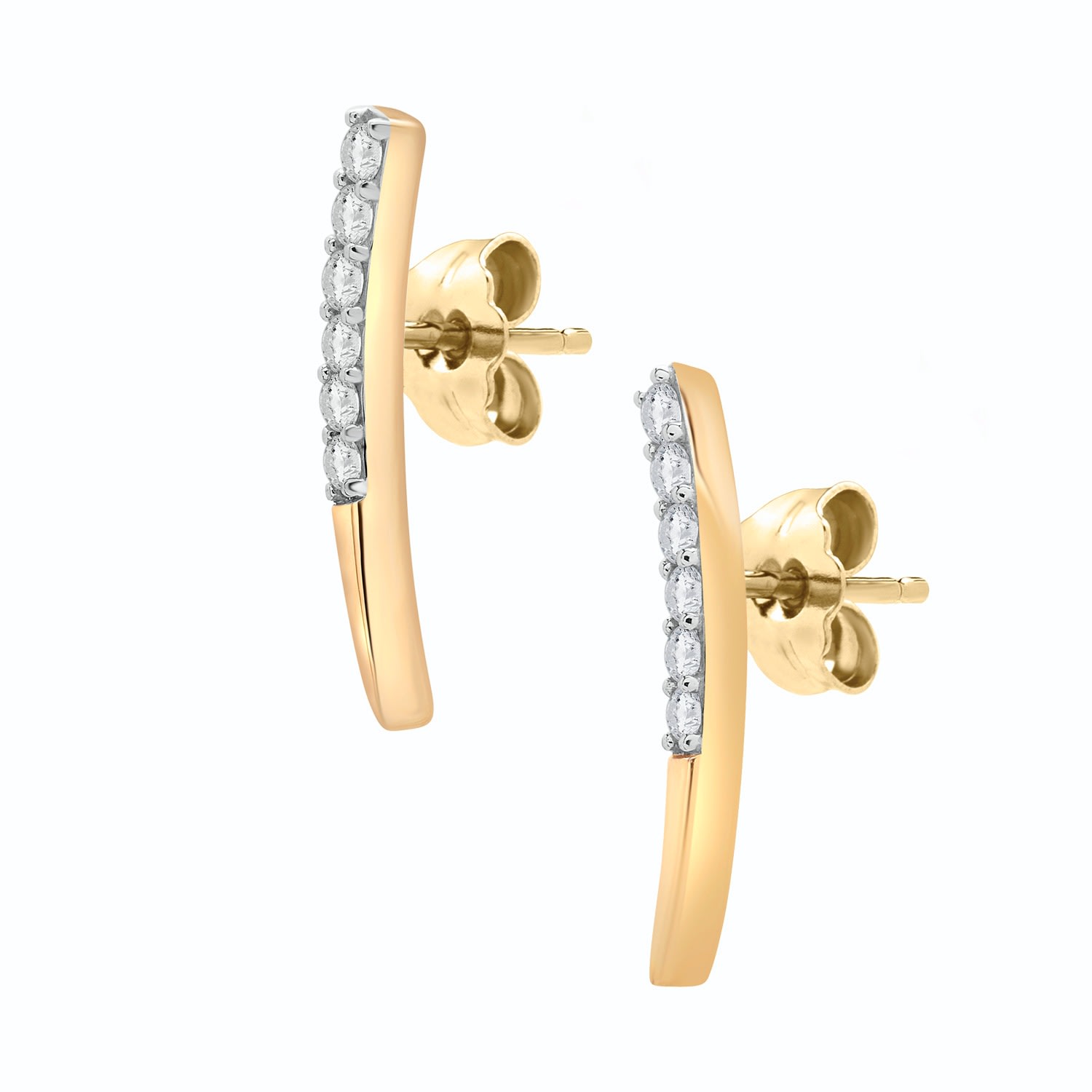 Women’s Gold Elisha Diamond Row Stud Earrings Miki & Jane