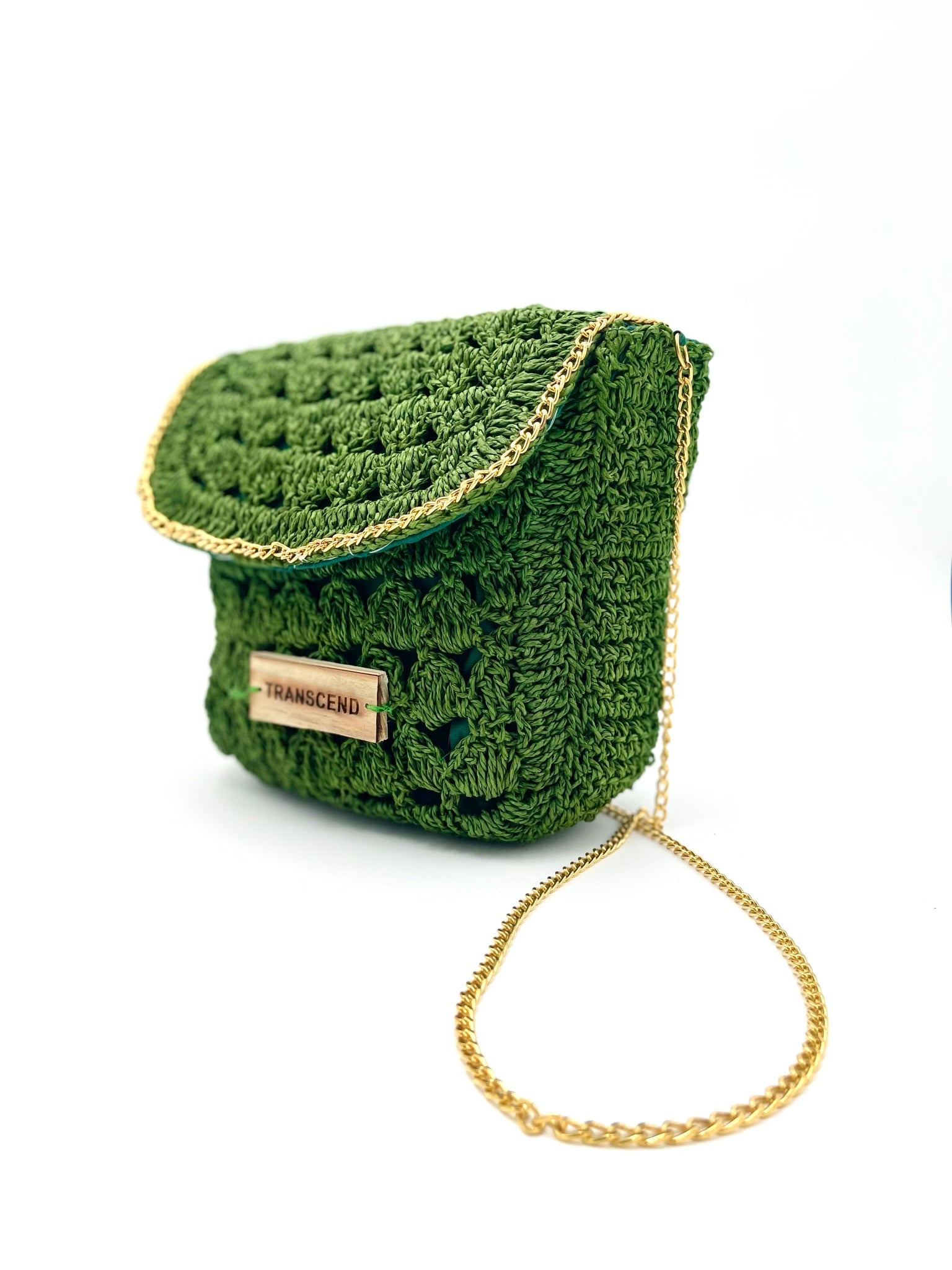 Women’s Handwoven Natural Raffia Flap Bag / Crossbody In Blue & Green Colors - Green One Size Transcend