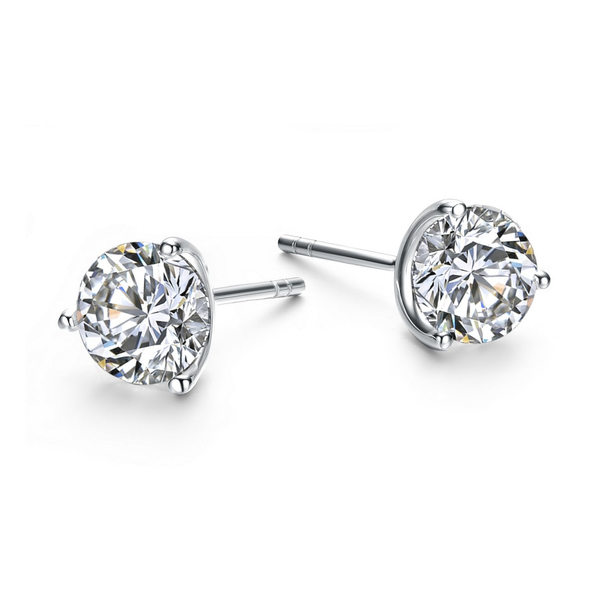 Women’s White / Silver Triomphe Trinité Solitaire Stud Earrings Genevive Jewelry