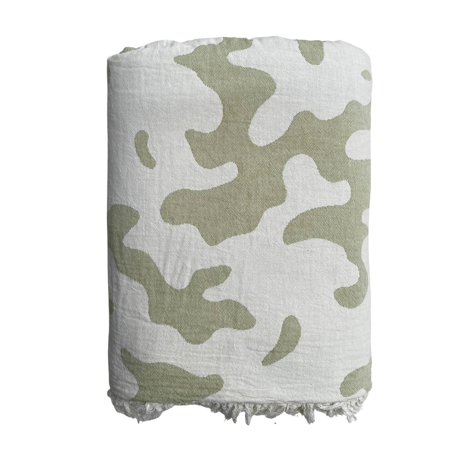 Green / White Camo Fleece Lined Throw - Chive / Ecru One Size Ailera