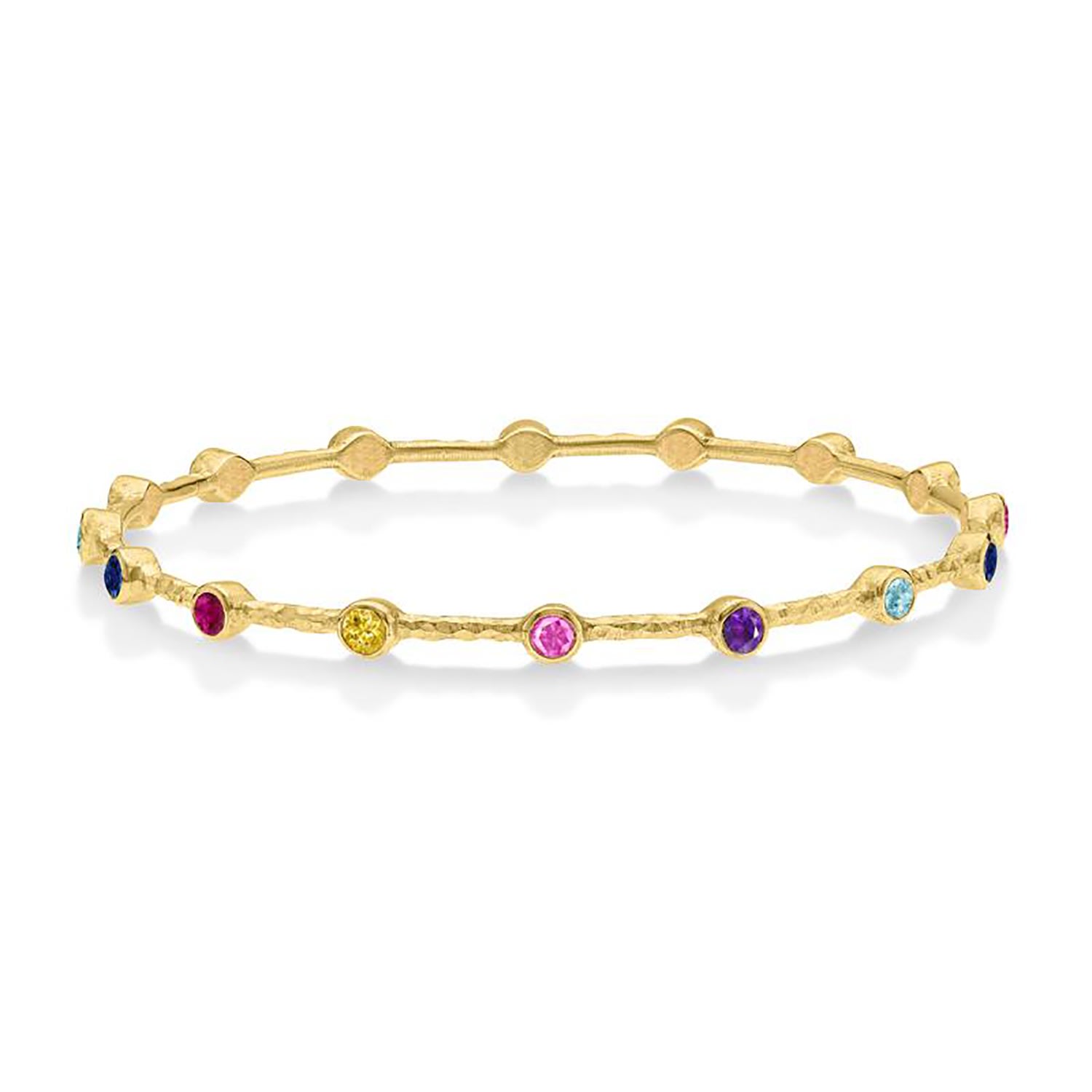 Women’s Yellow Gold Vermeil Multi-Coloured Gemstone Bangle Dower & Hall