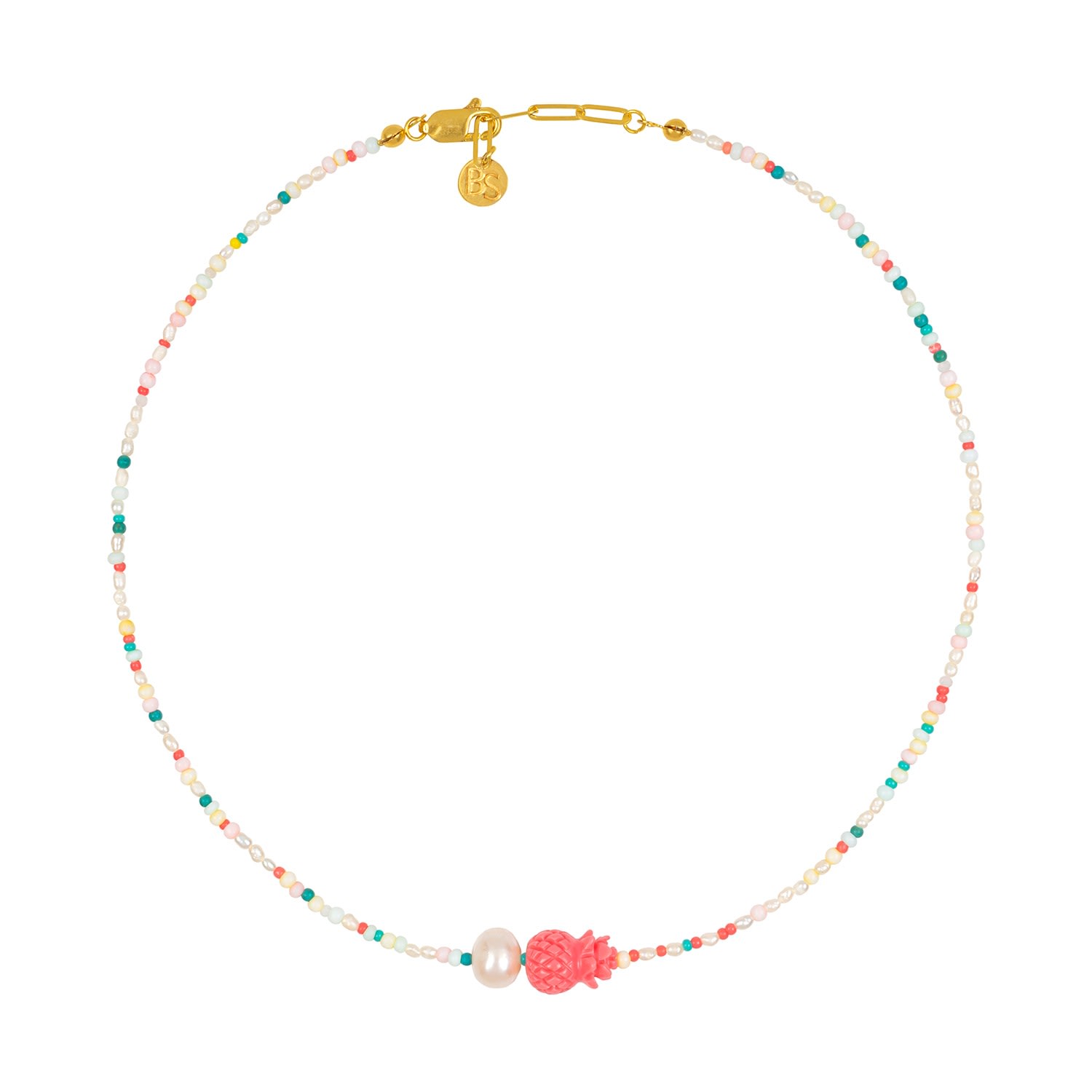 Women’s Gold / Green / Pink Petit Pineapple Necklace Bonjouk Studio