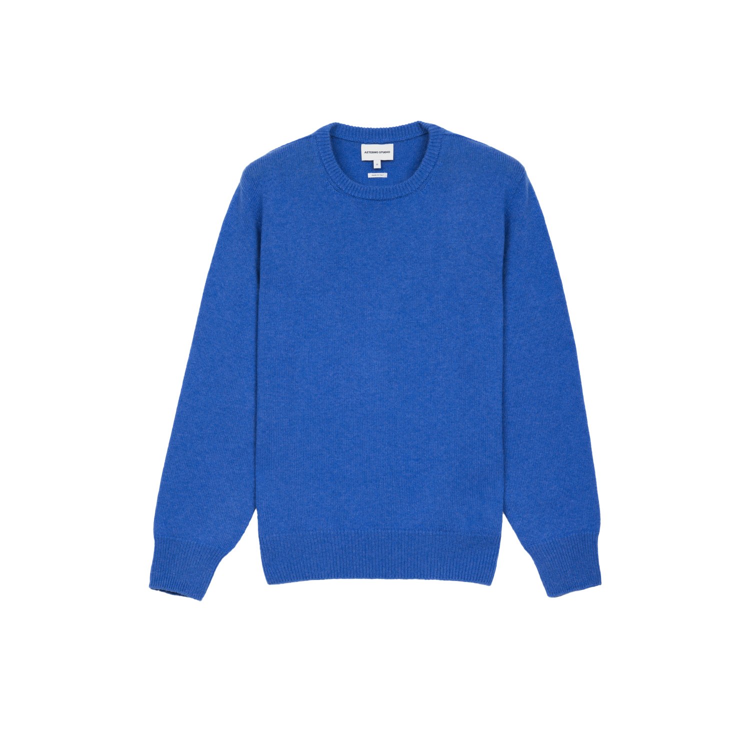 Men’s Pure Cashmere Crewneck Sweater - Blue Melange Small Aeterno Studio