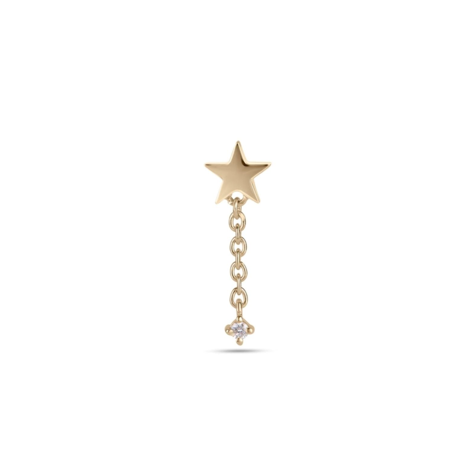 Women’s Star & Diamond Chain Stud Earring 9K Gold Zohreh V. Jewellery