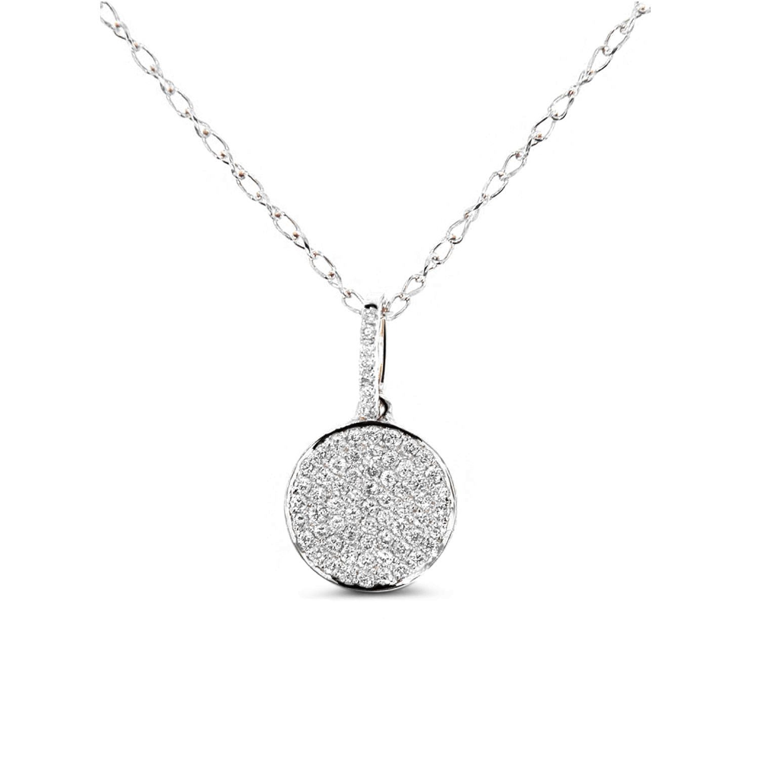 Women’s Disc Diamond Pave Necklace In 18K White Gold Cosanuova