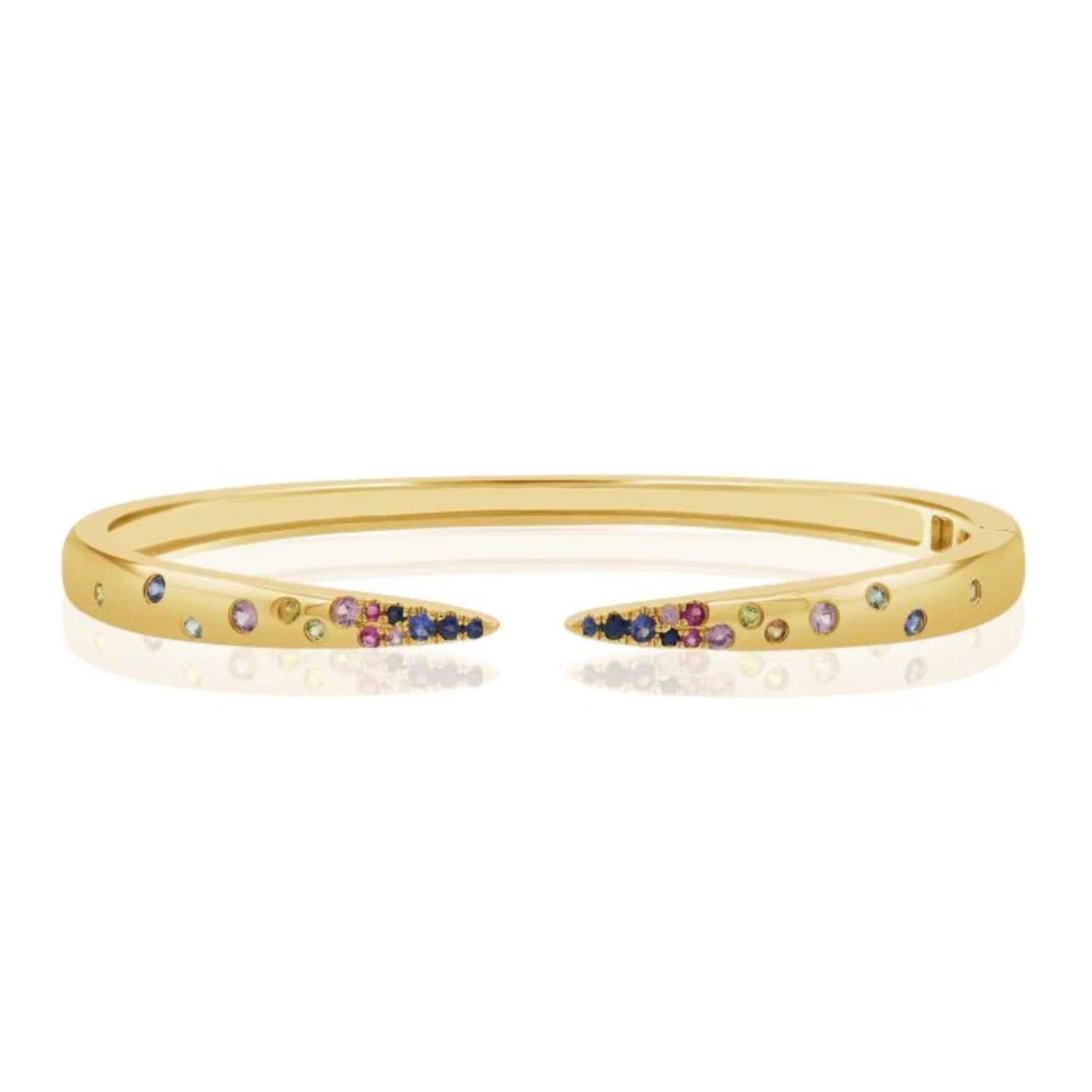 Women’s Gold Bold Inlay Gemstone Cuff Bangle 770 Fine Jewelry
