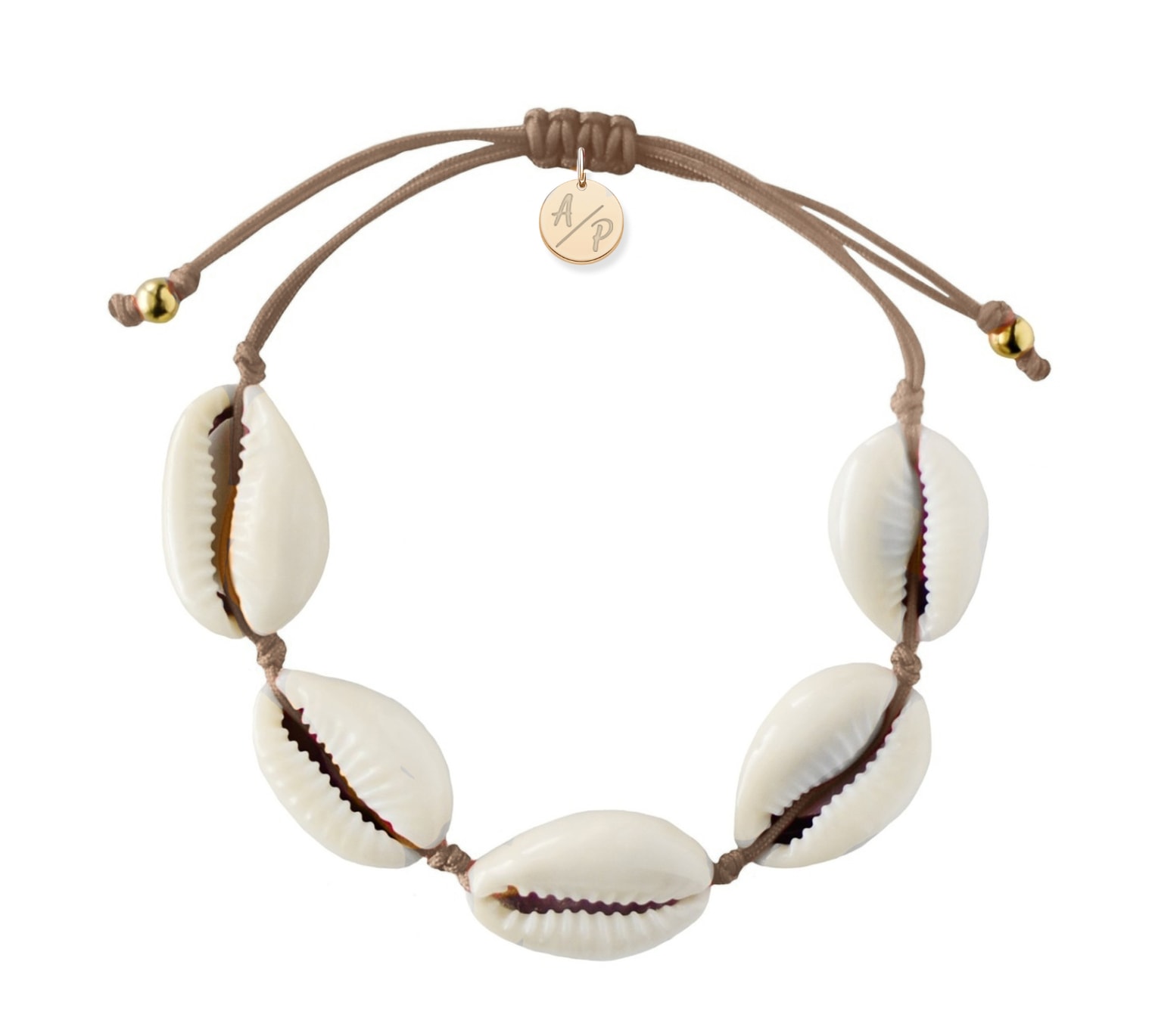 Women’s Brown Natural Shell Adjustable Bracelet On Colored Cord - Cappuccino Adriana Pappas Designs