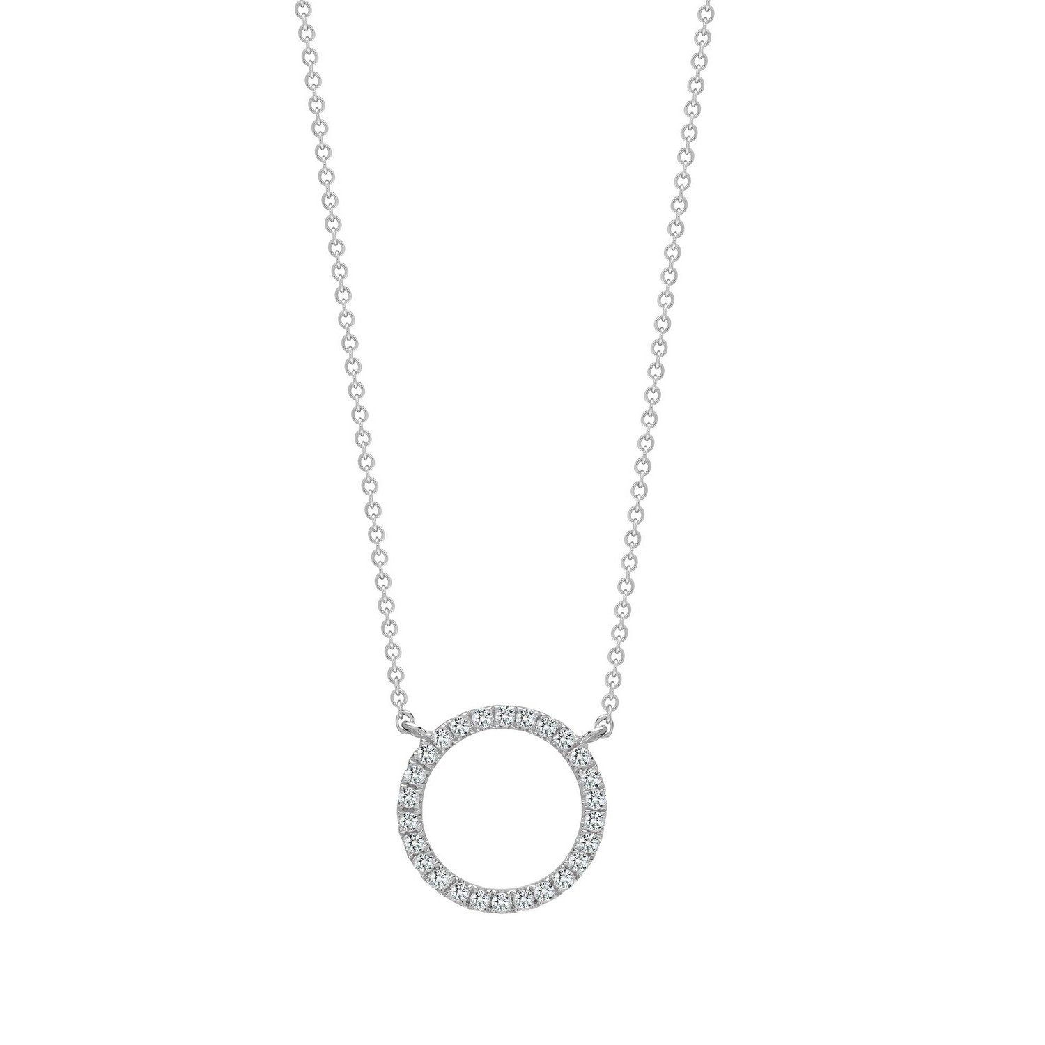 Women’s White Gold Diamond Circle Pendant Necklace Chain Cervin Blanc