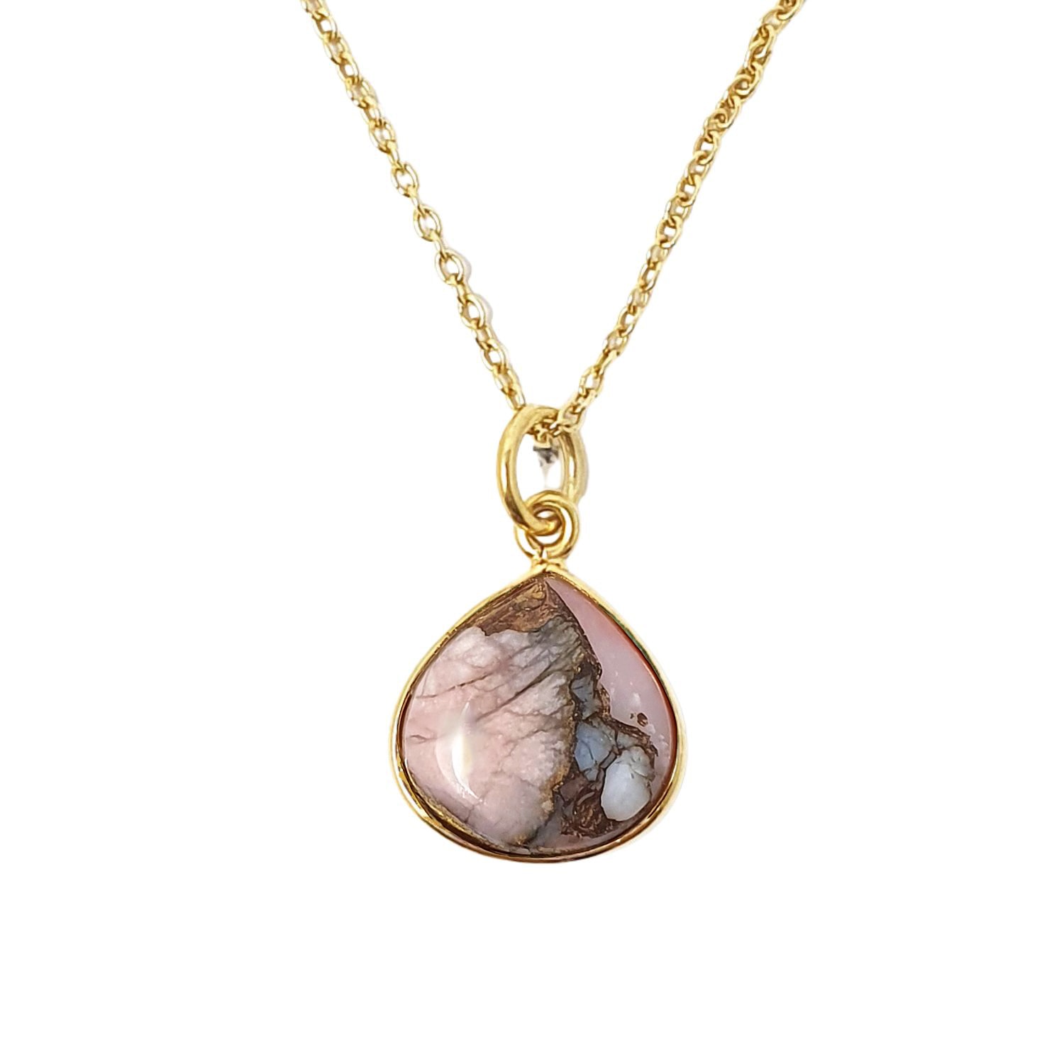 Women’s Pink / Purple Gold Vermeil Plated Opal October Birthstone Necklace Harfi