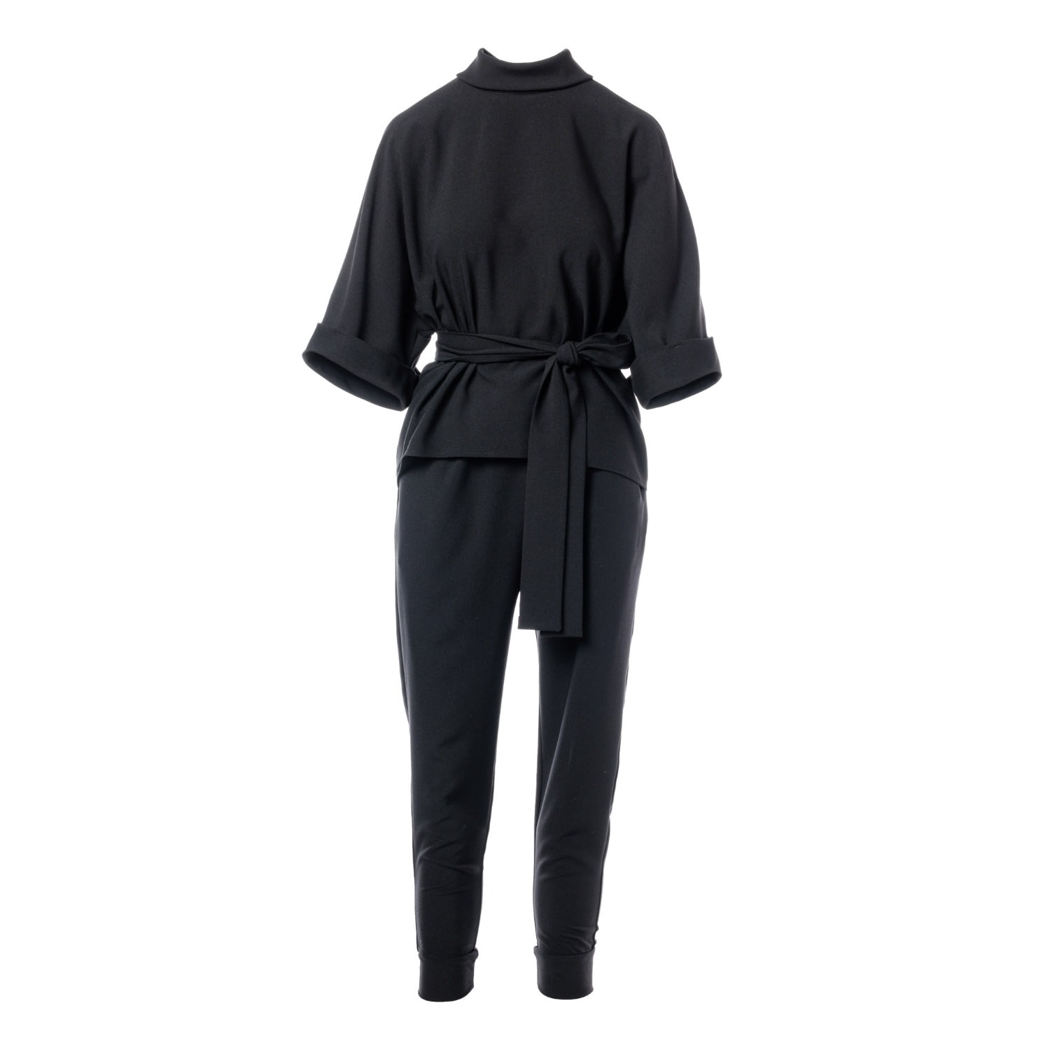 Women’s Black Deux-Pieces With Ankle Cuffed Trousers And Oversize Blouse Small Concept a Trois