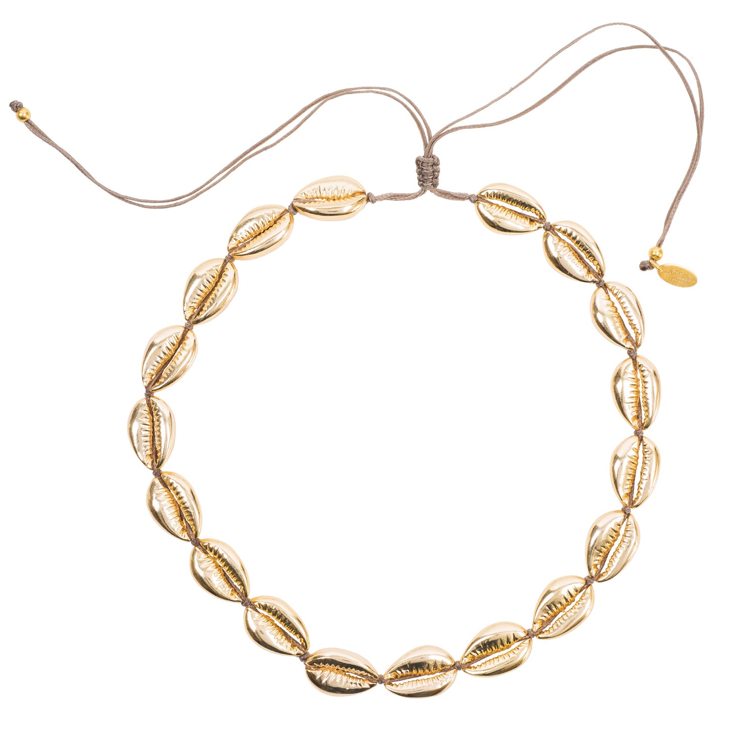 Women’s Cowrie Shell Choker Strand Necklace Gold Latelita