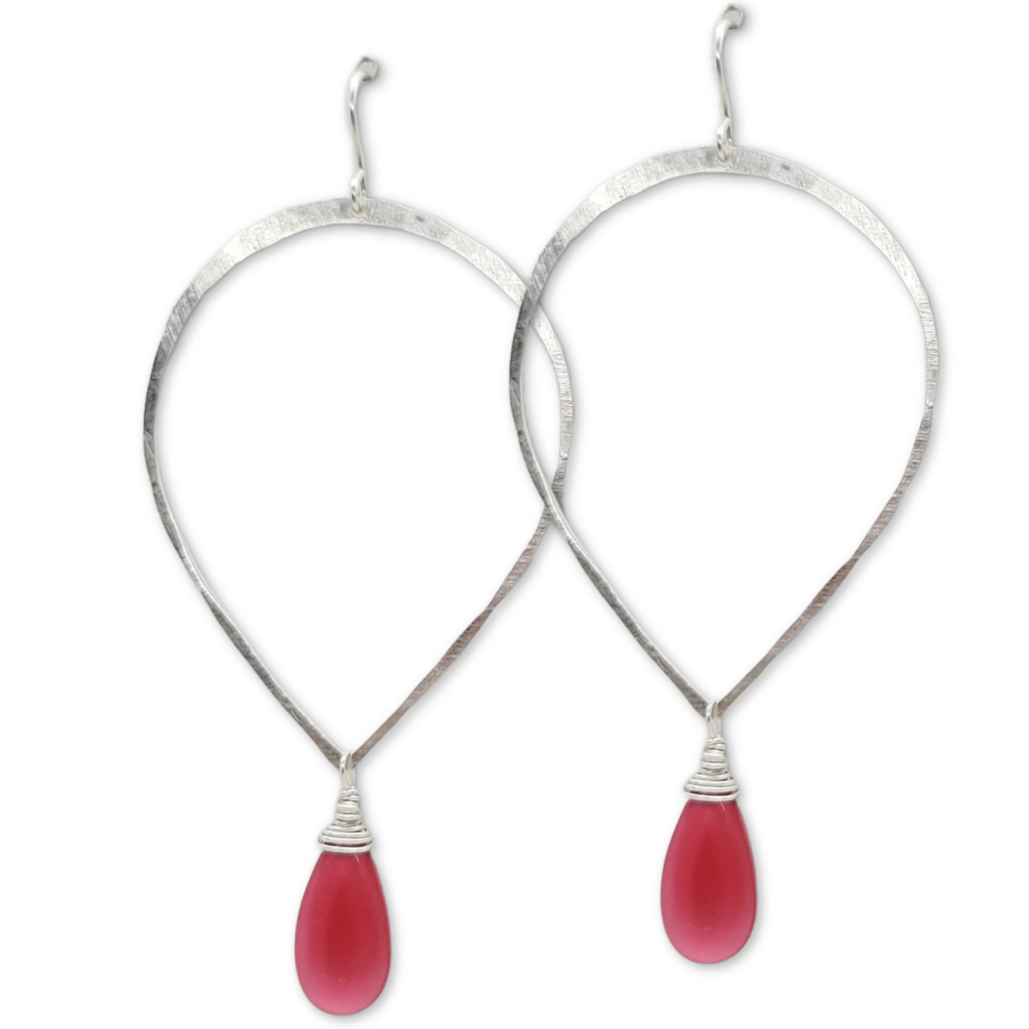 Women’s Silver / Red Rubellite Teardrop Earrings, Sterling Silver Beatrix Bell Handcrafted