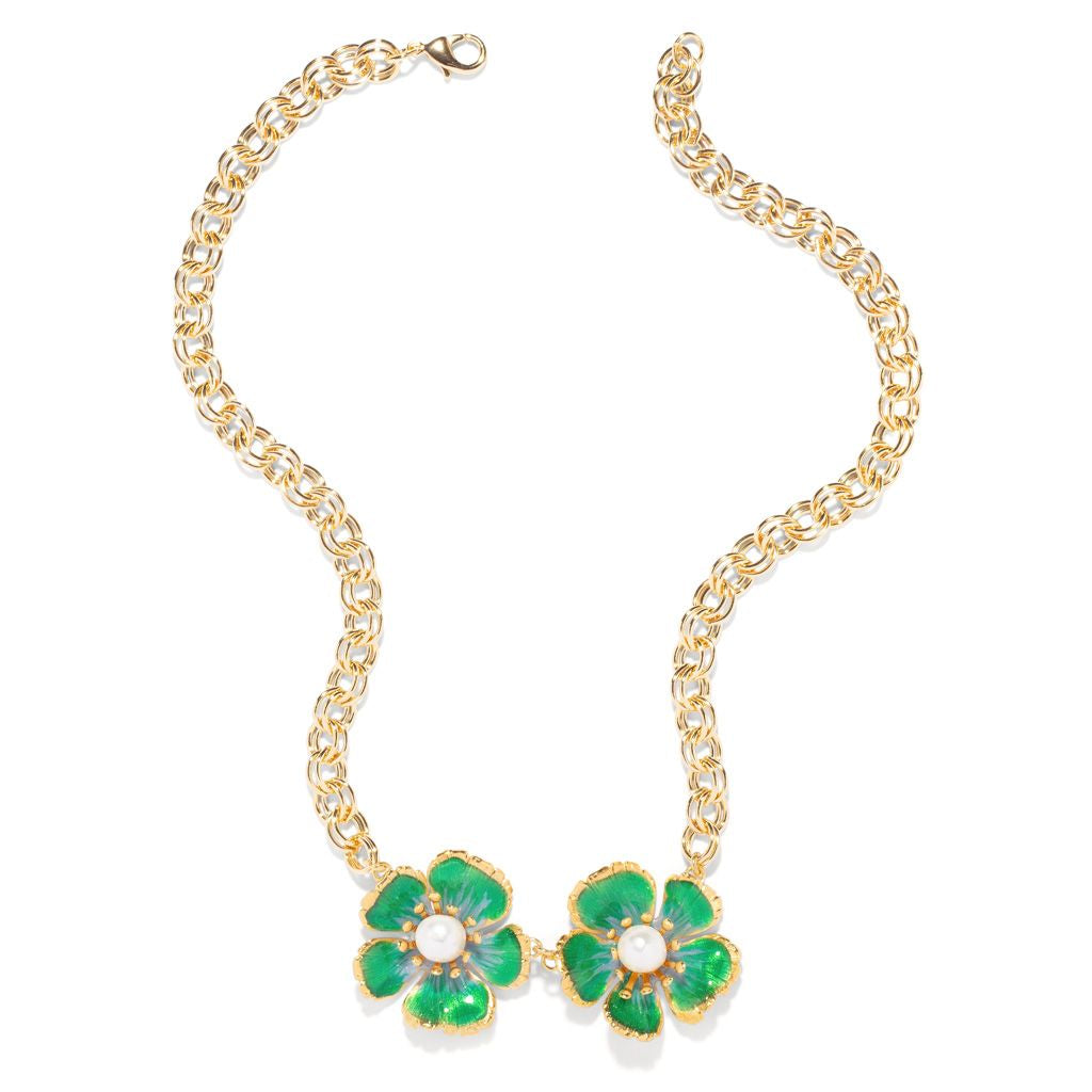 Women’s The Pink Reef Twin Floral Necklace In Greens