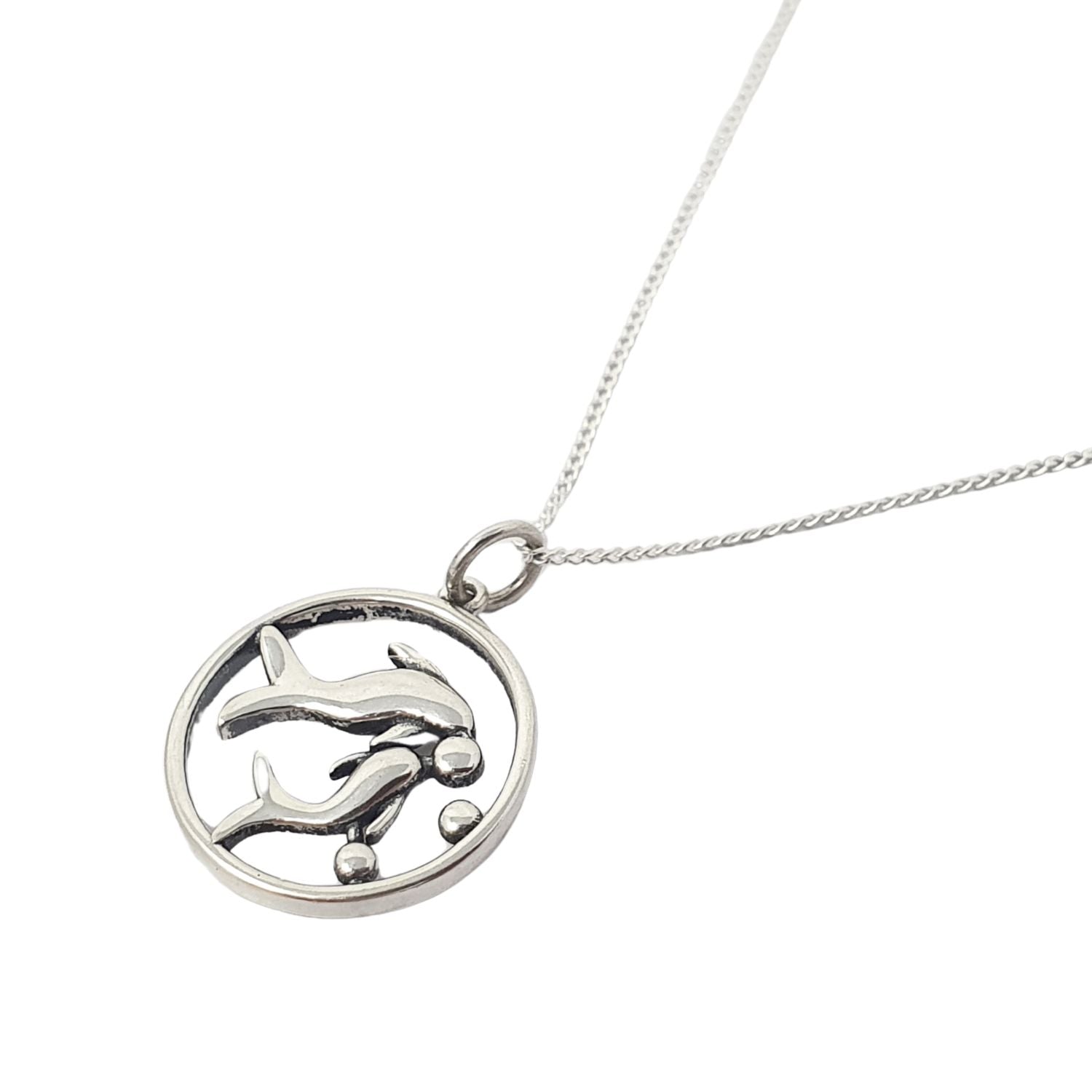 Women’s Pisces Zodiac Horoscope Charm Sterling Silver Necklace Harfi