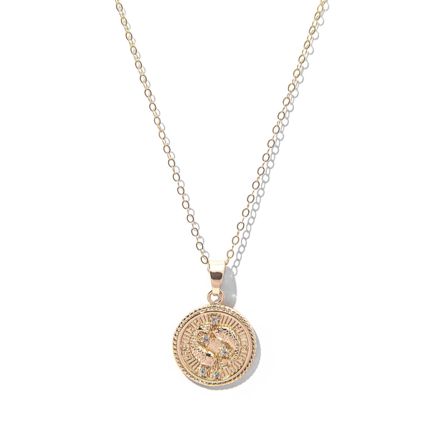 Women’s Pisces Zodiac Medallion Pendant Gold Filled Necklace The Essential Jewels