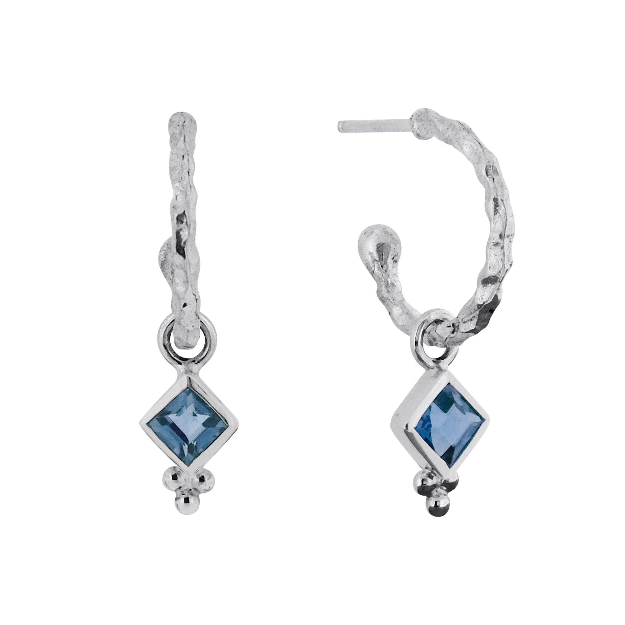 Women’s Divinity Princess Silver Hoop Earrings - London Blue Topaz Charlotte’s Web Jewellery
