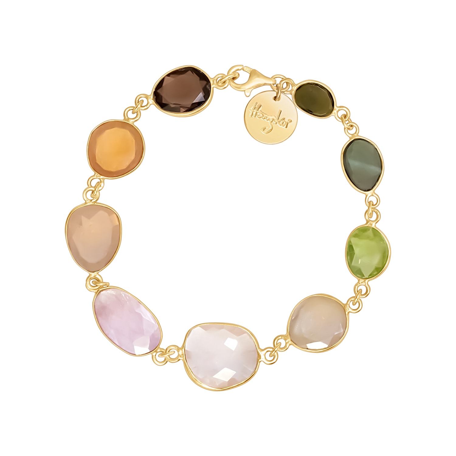 Women’s Neutrals / Gold Love Multicolored Gemstone Bracelet Hany Koi