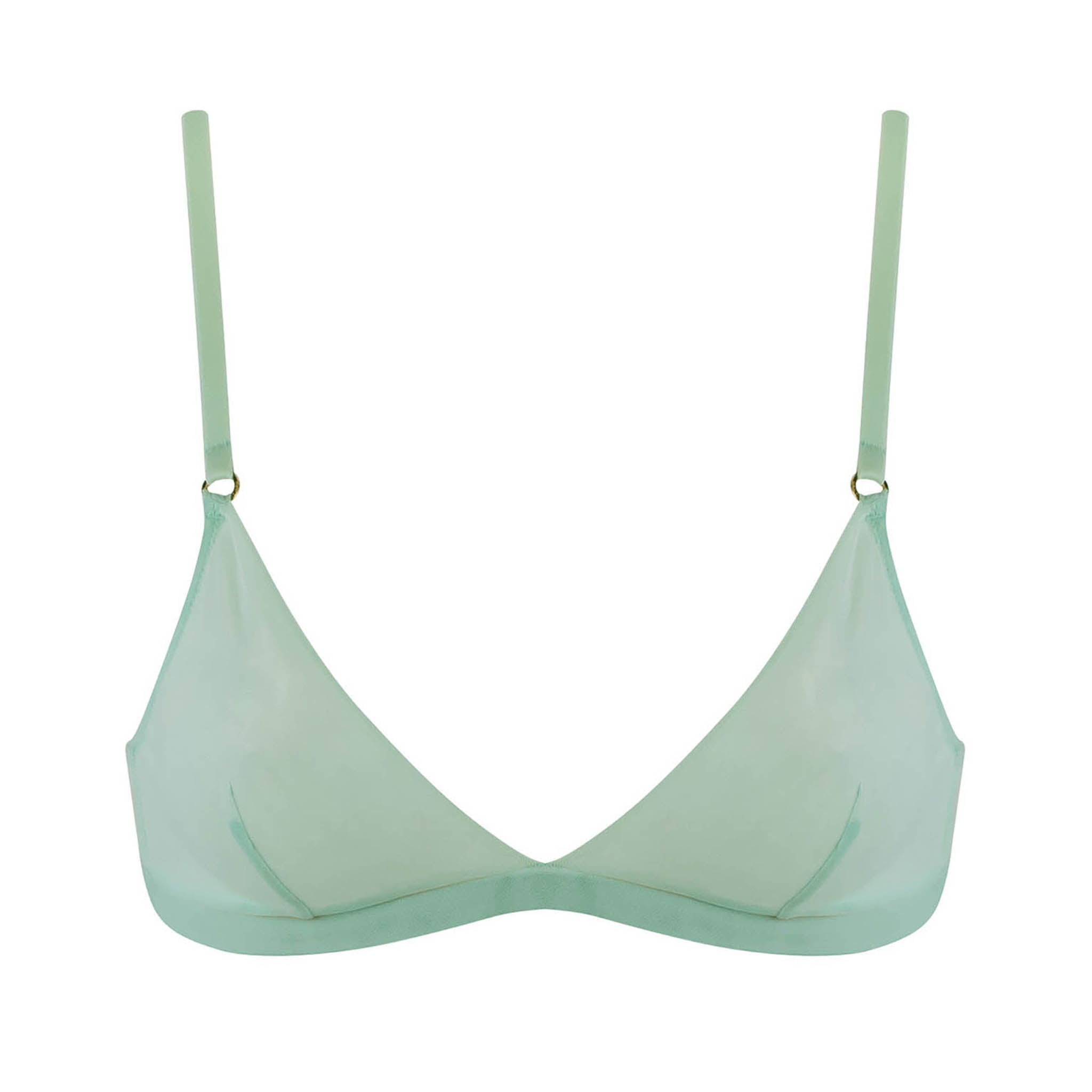 Women’s Green Bralette I. d. Line Soft Triangle Fine Mesh Bra Mint Cream Large Nokaya