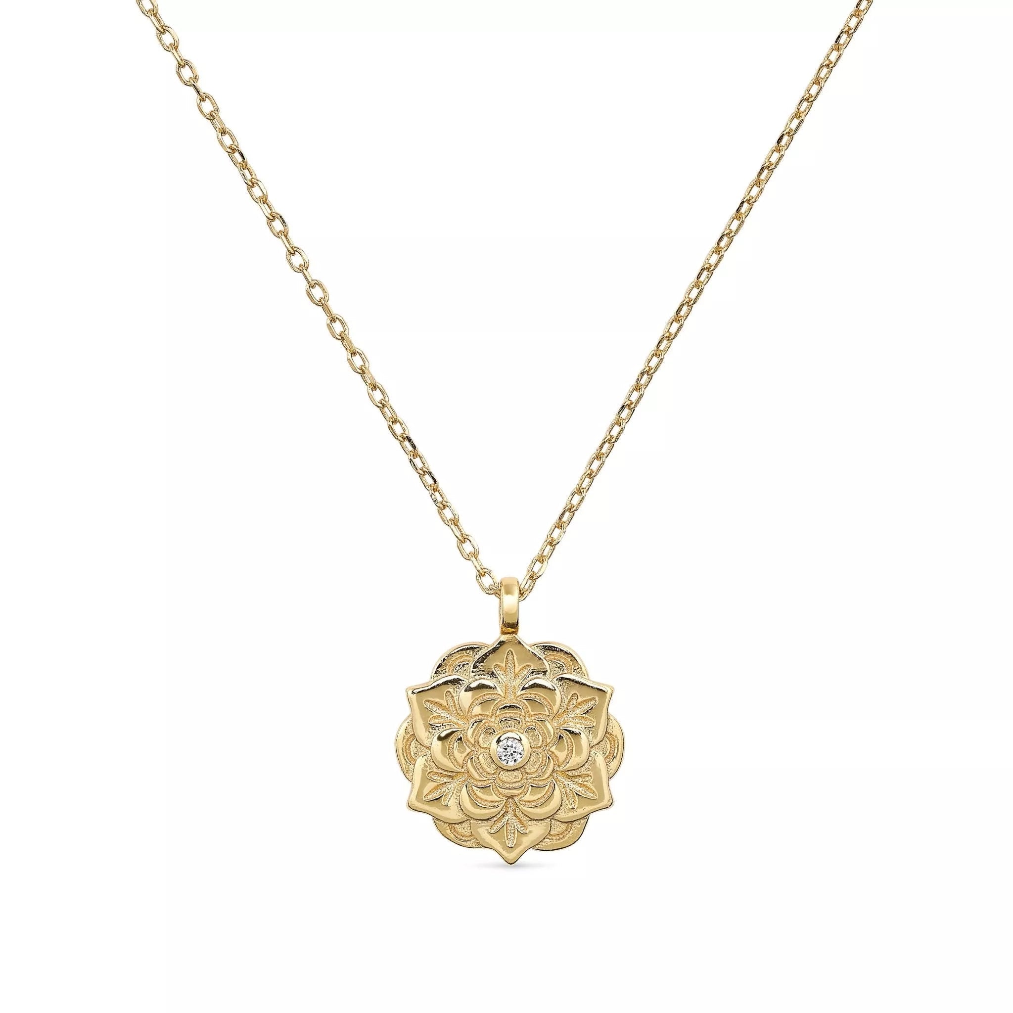 Women’s Dainty Gold Lotus Flower Necklace Elk & Bloom - Everyday Fine Jewellery